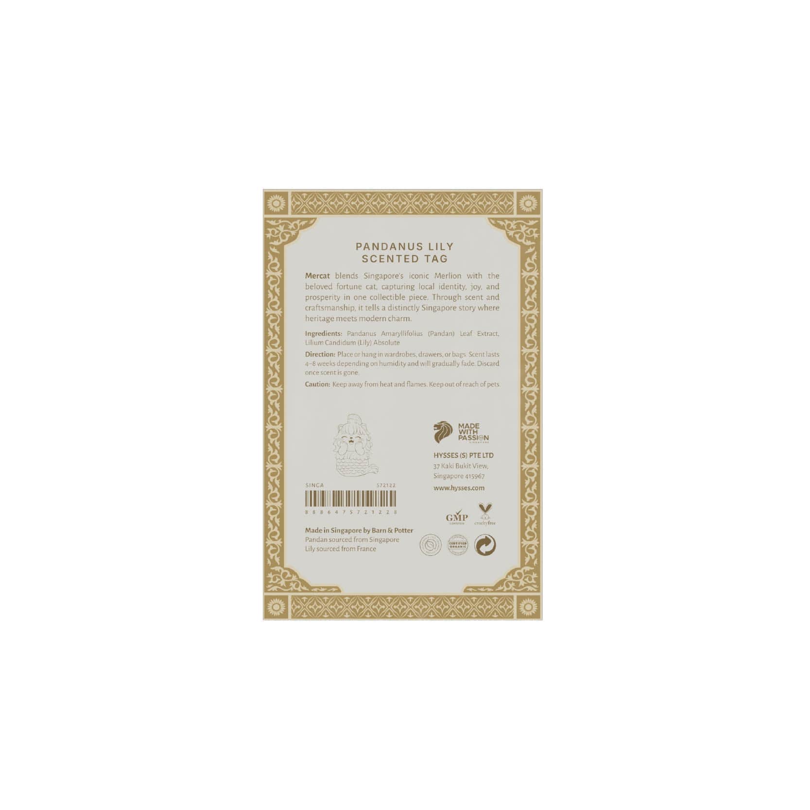 Mercat Scented Tag, Singa, Pandanus Lily