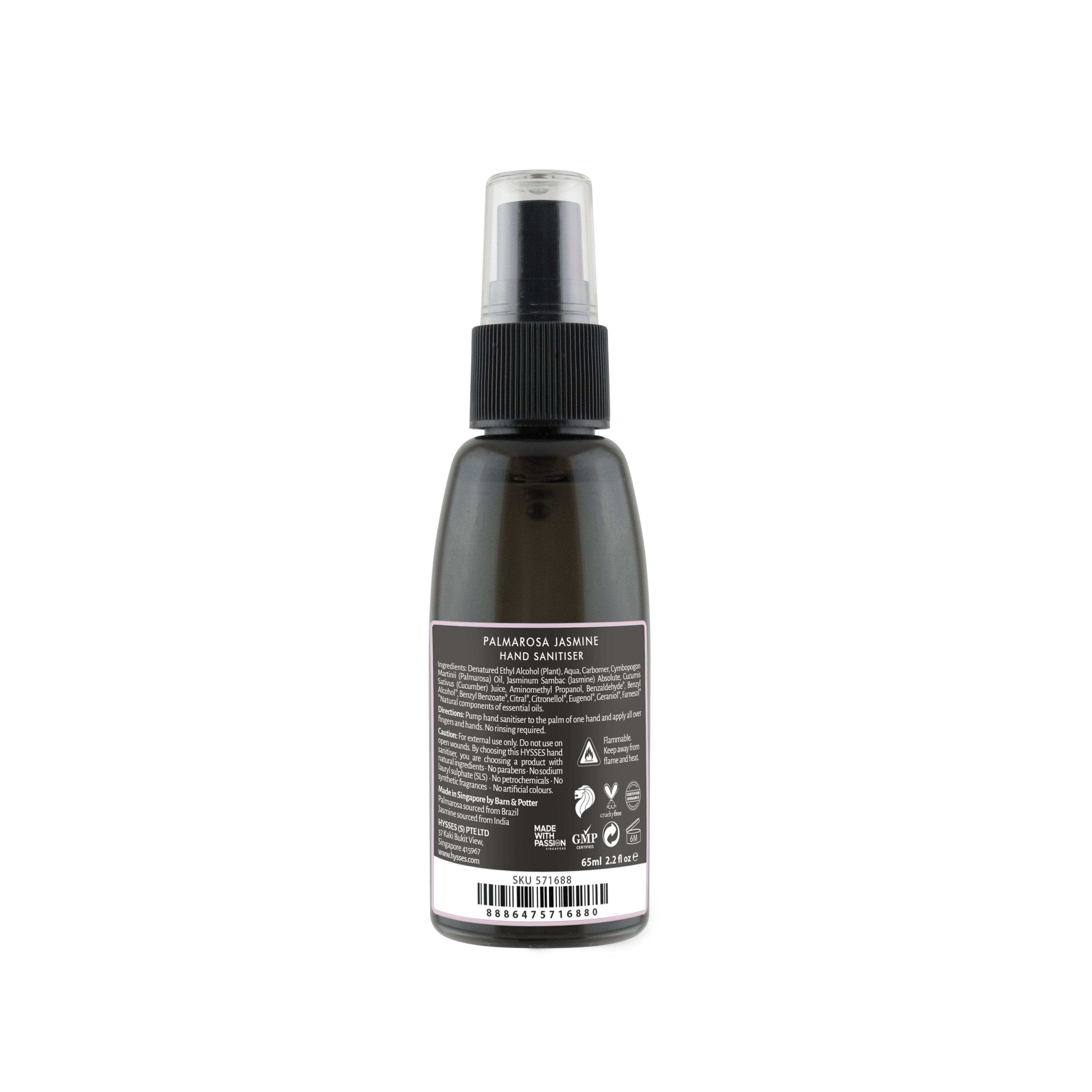 Hysses Singapore Body Care Hand Sanitiser Palmarosa Jasmine R