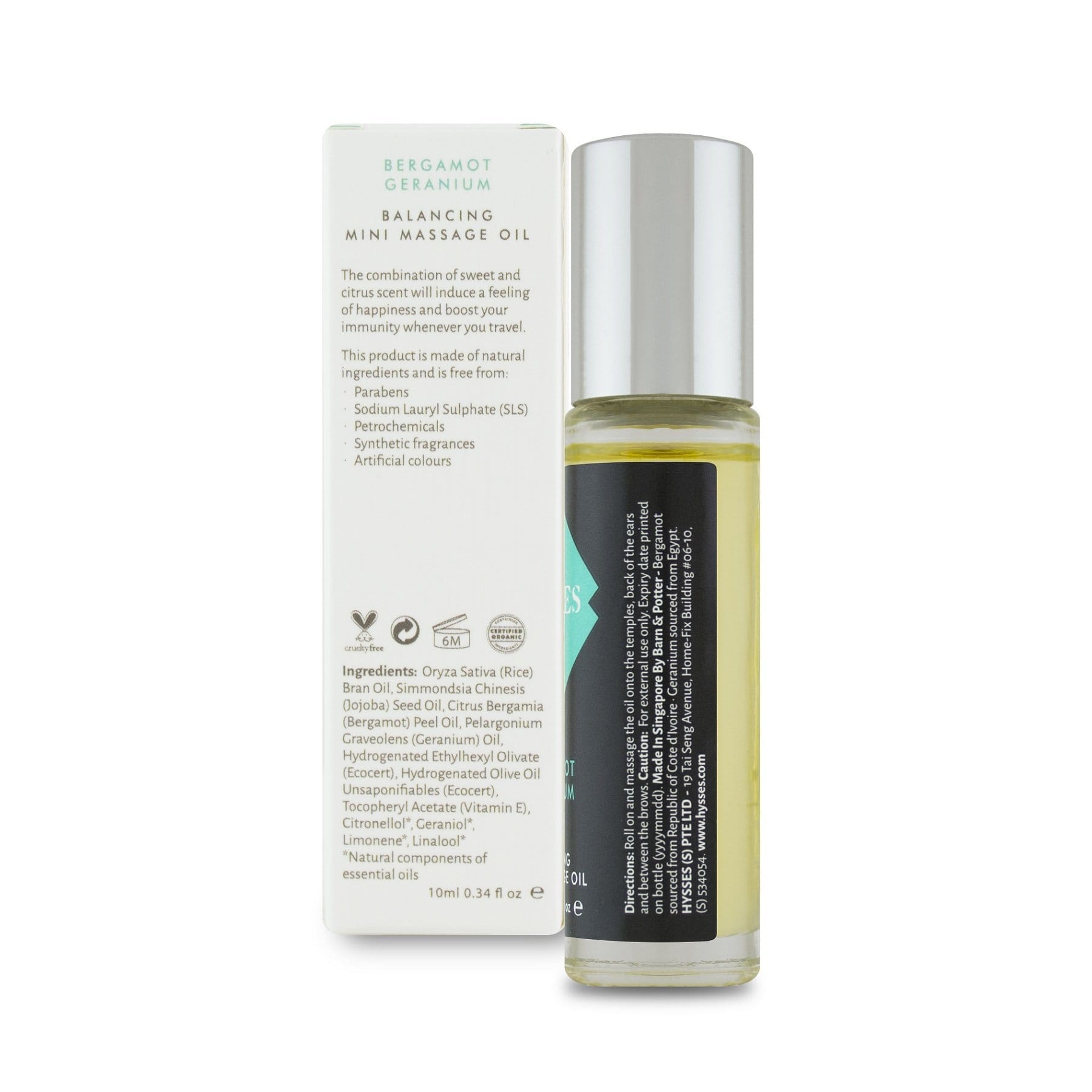 Hysses Singapore Body Mini Massage Oil Bergamot Geranium