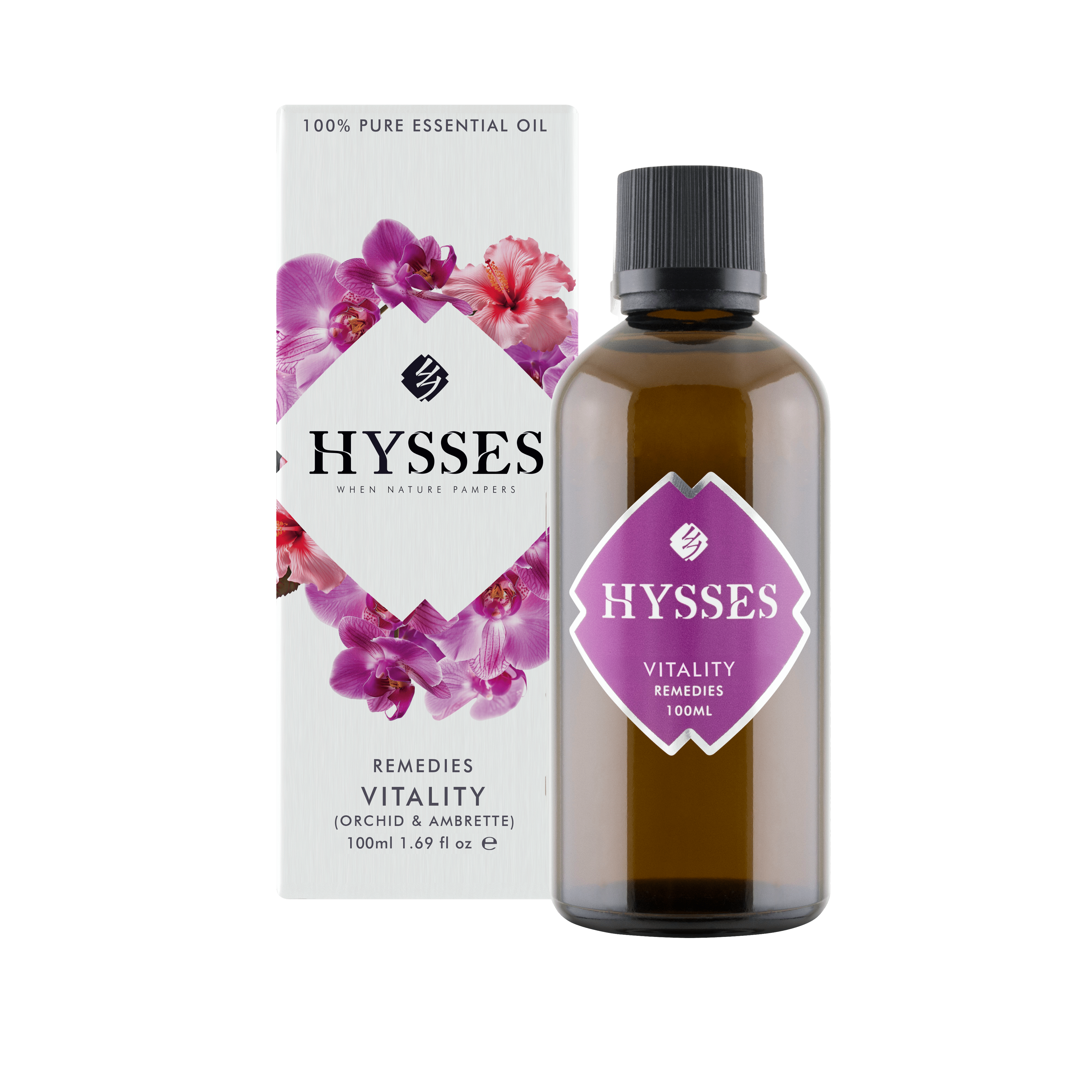Hysses Essential Oil 100ml Remedies, Vitality (Orchid Ambrette), 100ml