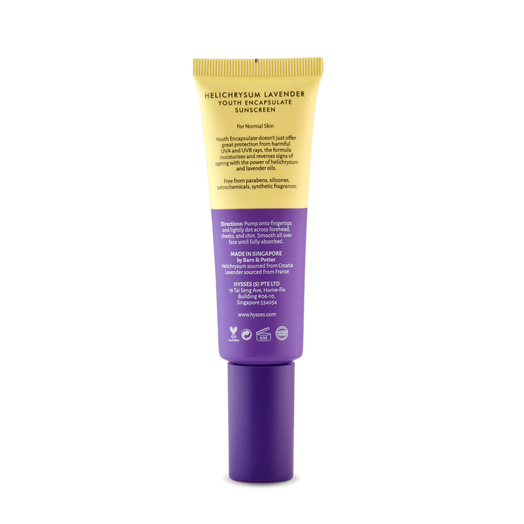Hysses Singapore Face Care Youth Encapsulate Sunscreen Helichrysum Lavender SPF 40 / PA++ R