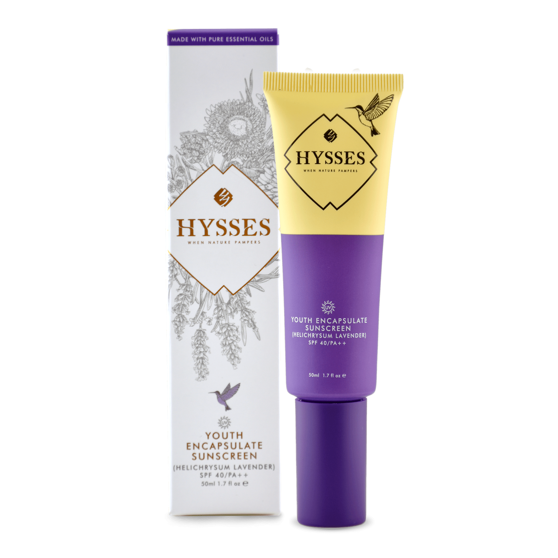 Hysses Singapore Face Care Youth Encapsulate Sunscreen Helichrysum Lavender SPF 40 / PA++ R