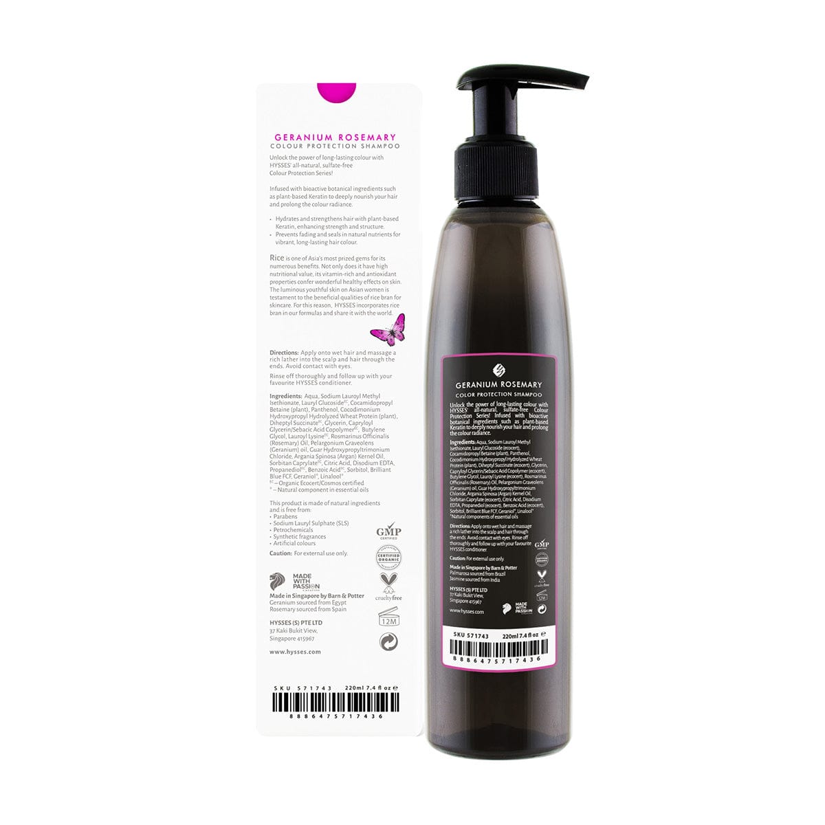 Hysses Singapore Hair Colour Protection Shampoo, Geranium Rosemary