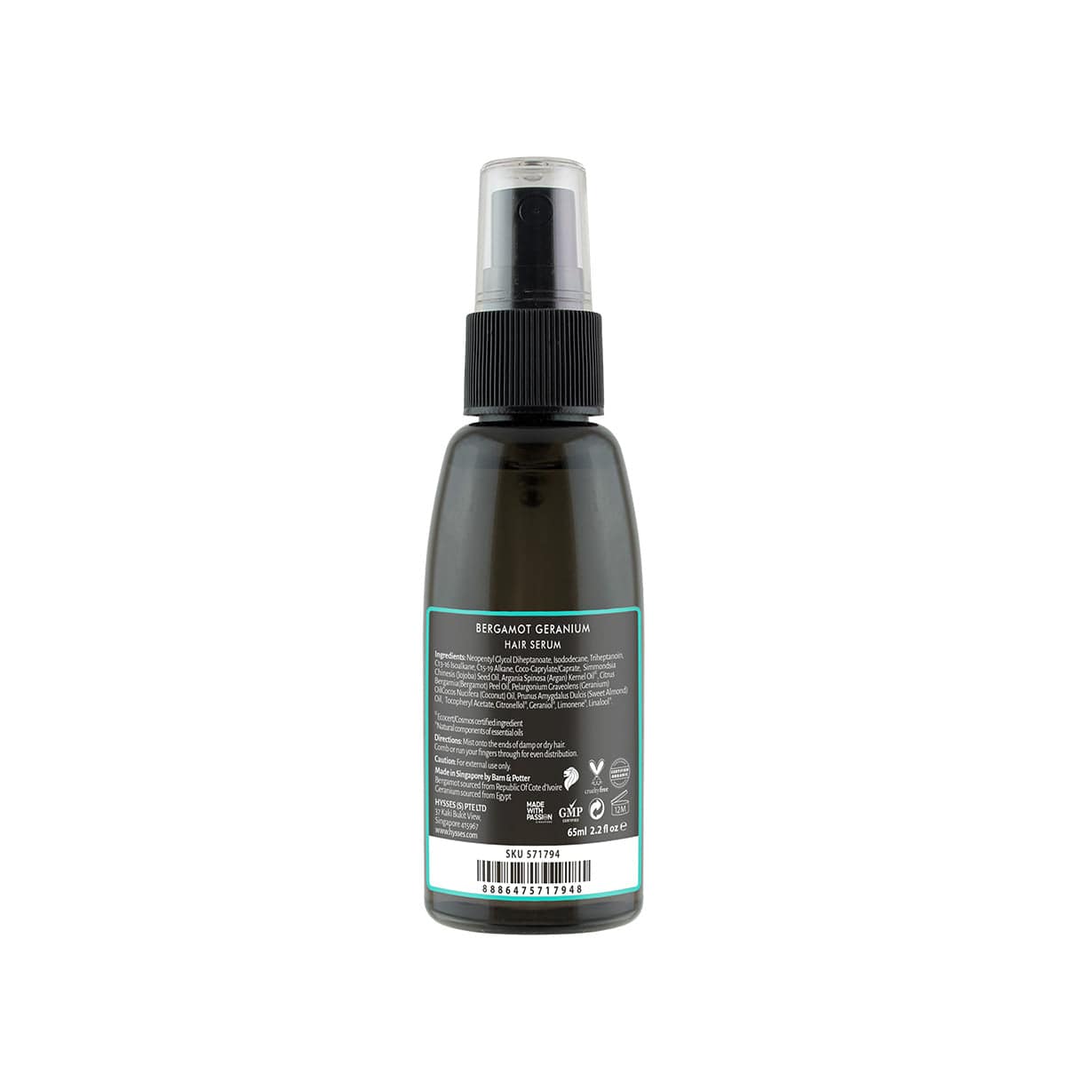 Hysses Singapore Hair Lightweight Hair Serum Bergamot Geranium