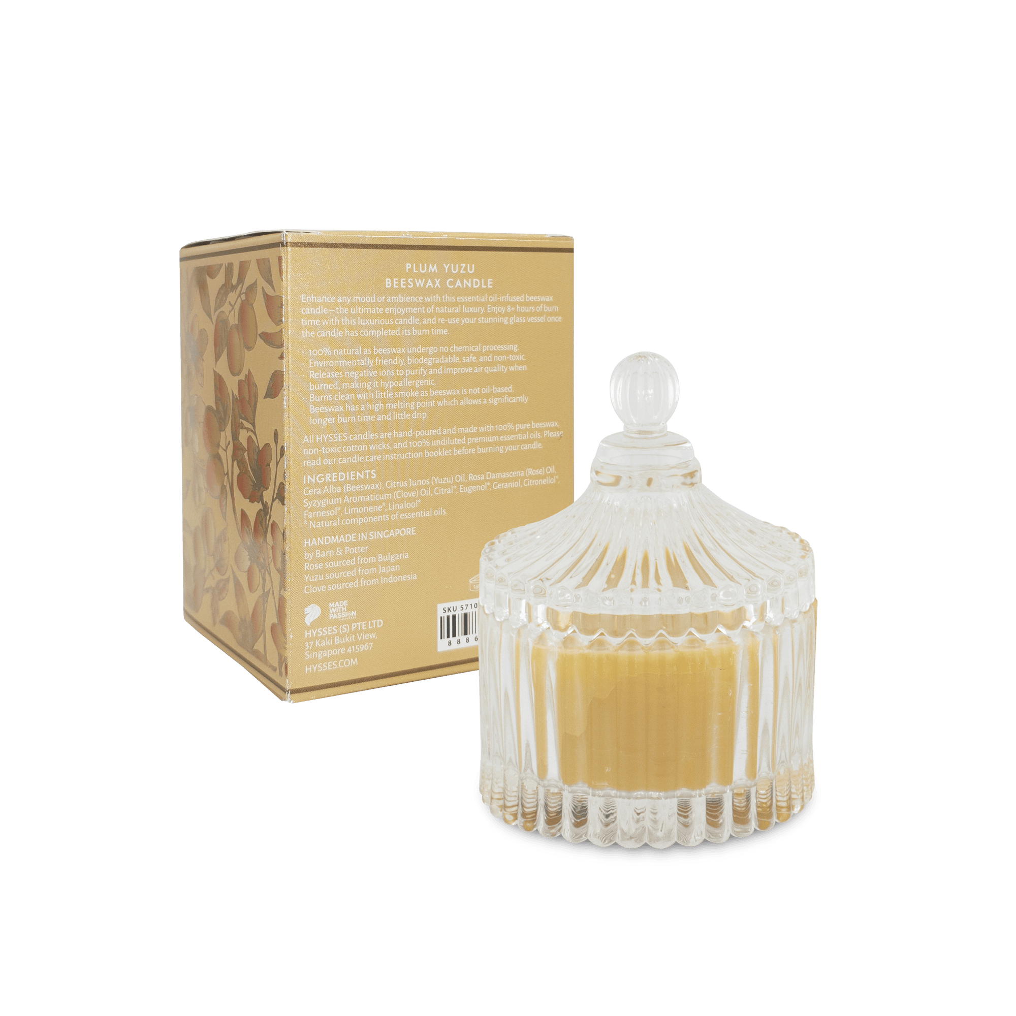 Hysses Home Scents 100g Beeswax Candle Plum Yuzu 100g