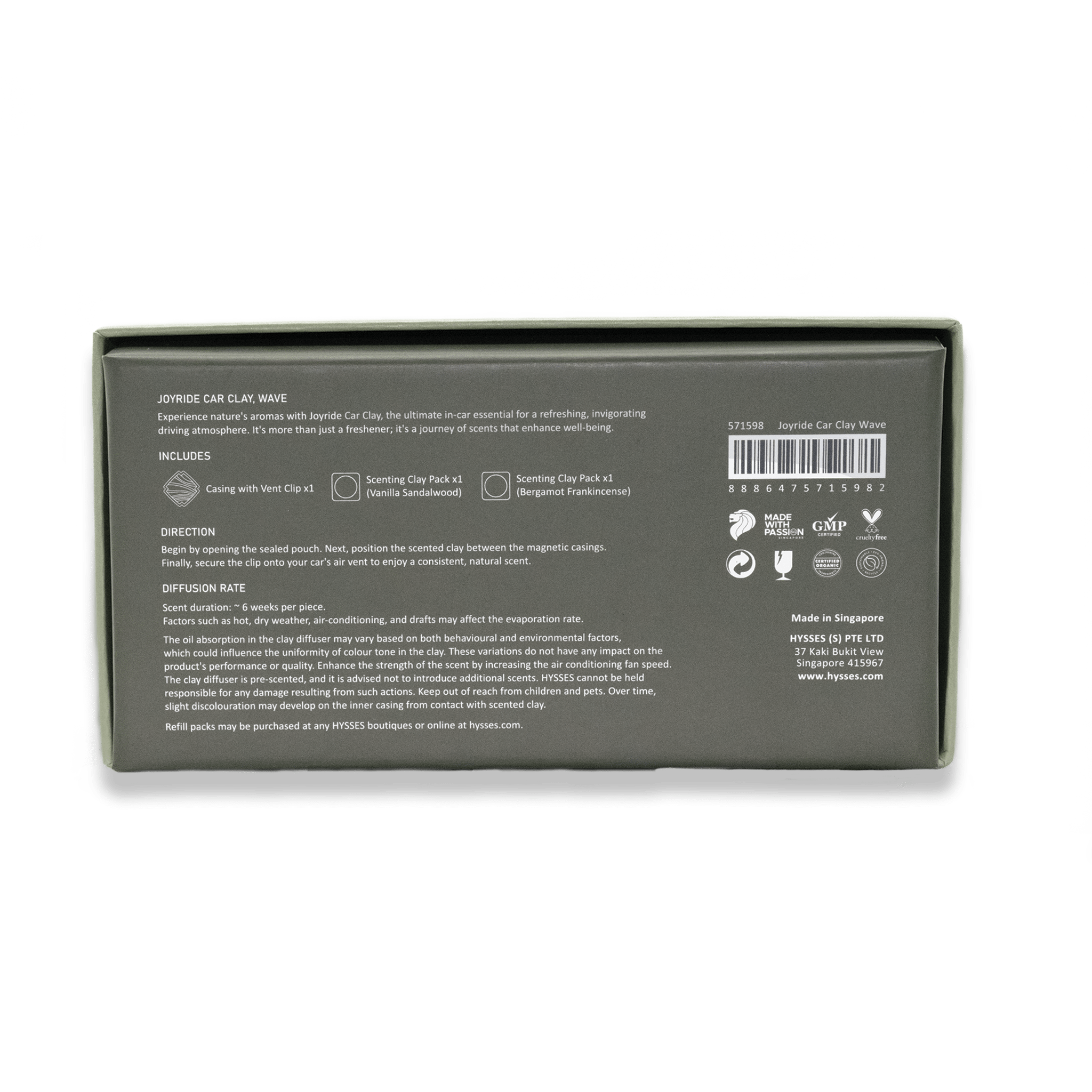 Hysses Singapore Home Scents Joyride Car Clay, Wave (Bergamot Frankincense & Vanilla Sandalwood) R