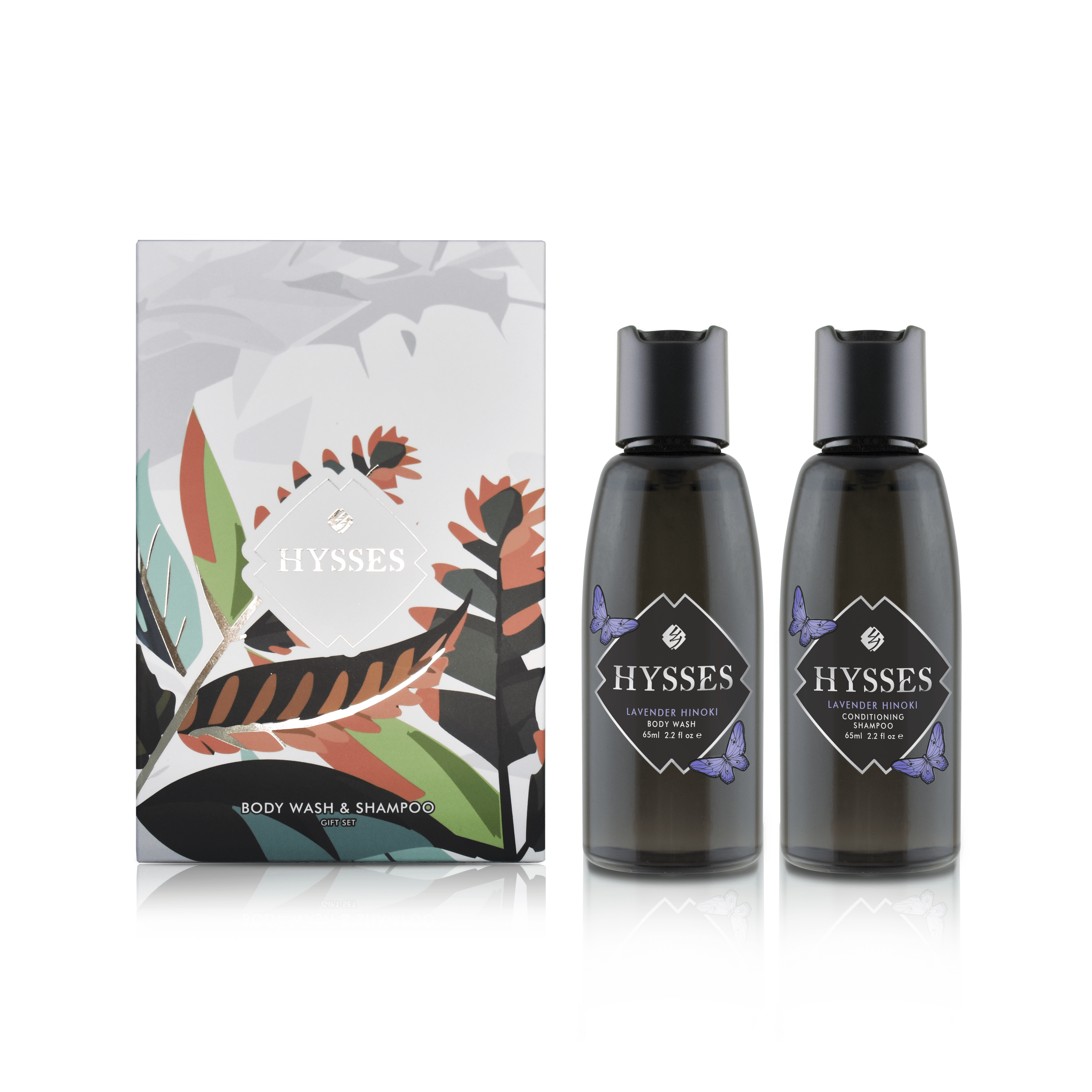 Hysses Body Care Gift Set Of 2, Body Wash & Shampoo Lavender Hinoki, 65ml