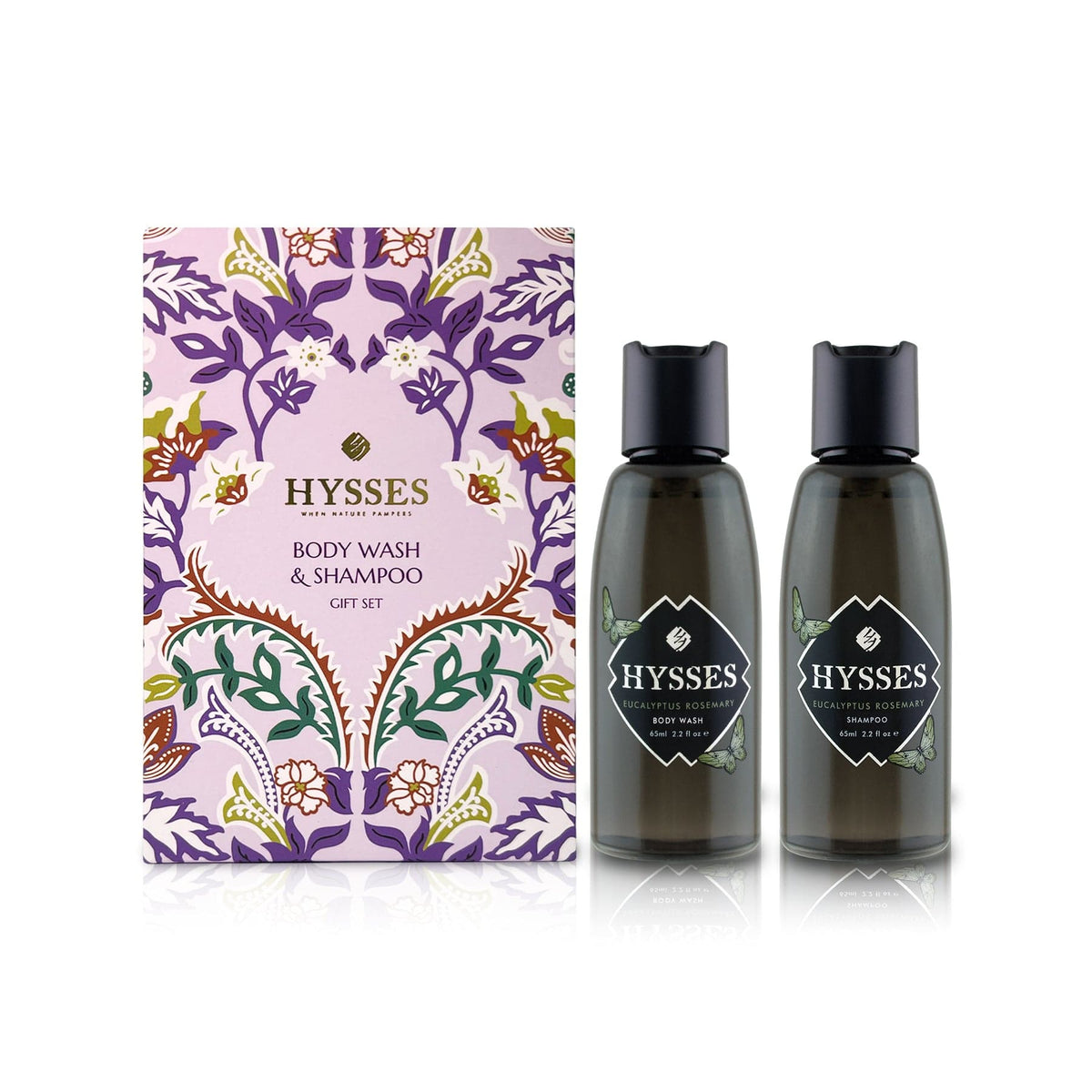 Hysses Body Care Eucalyptus Rosemary Travel Gift Set (Body Wash &amp; Shampoo)