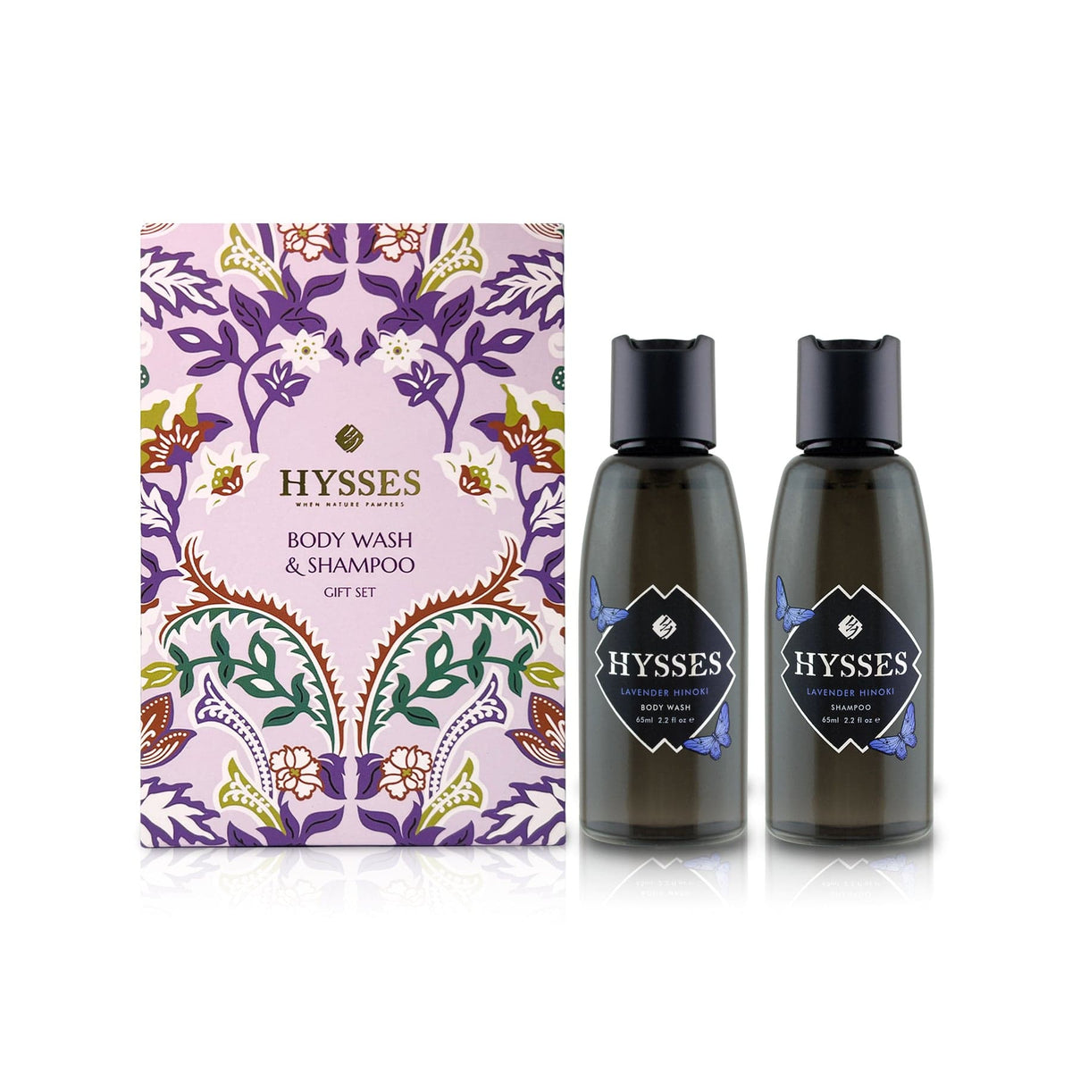 Hysses Body Care Lavender Hinoki Travel Gift Set (Body Wash &amp; Shampoo)