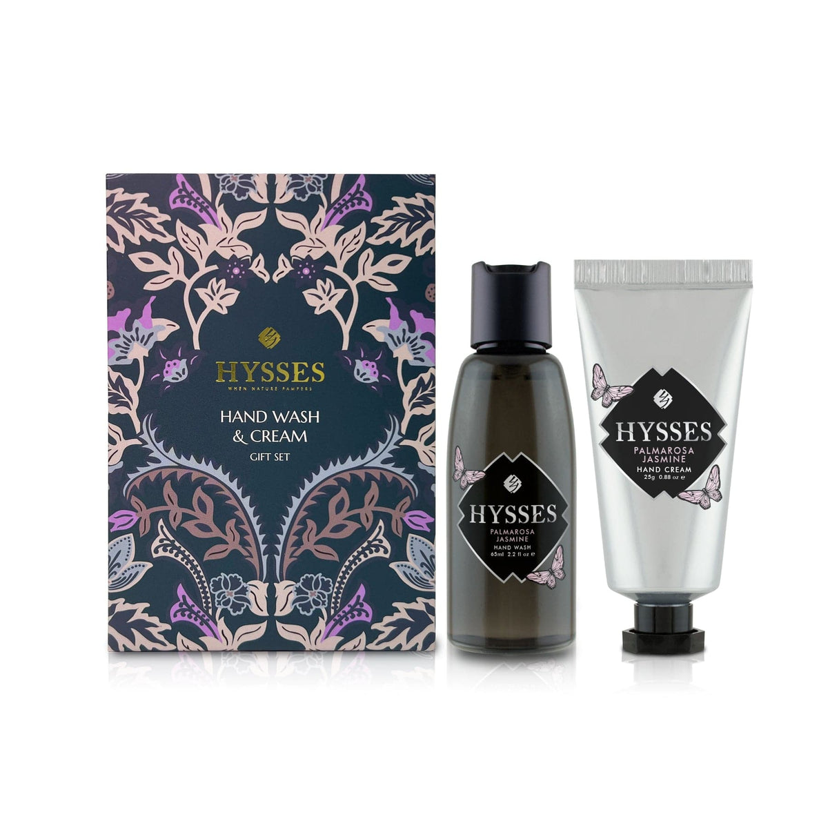 Hysses Body Care Palmarosa Jasmine Travel Gift Set (Hand Wash &amp; Hand Cream), Palmarosa Jasmine