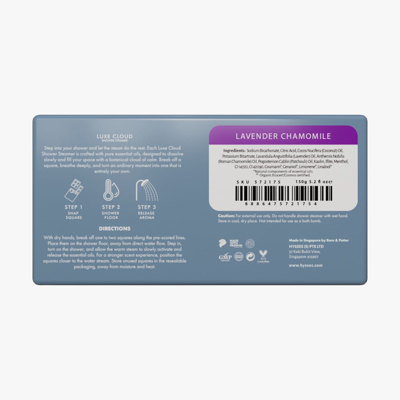 Hysses Singapore Body Luxe Cloud Shower Steamer, Lavender Chamomile