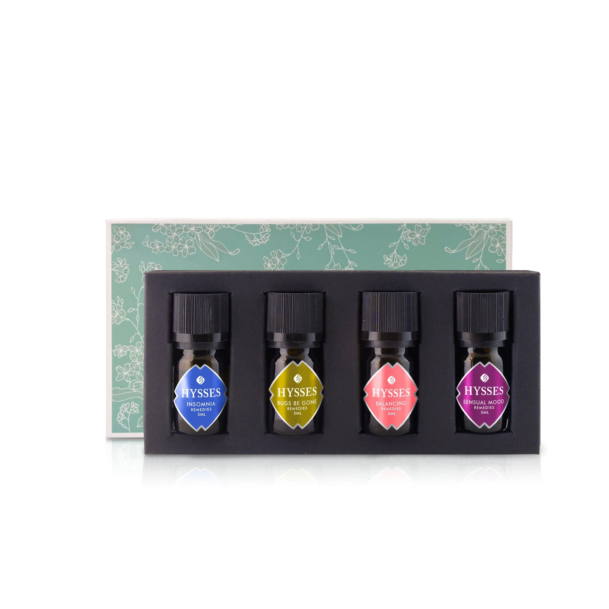 Hysses Essential Oil Essential Oils Set of 4 (Insomnia, Bugs Be Gone, Balancing, Sensual Mood)