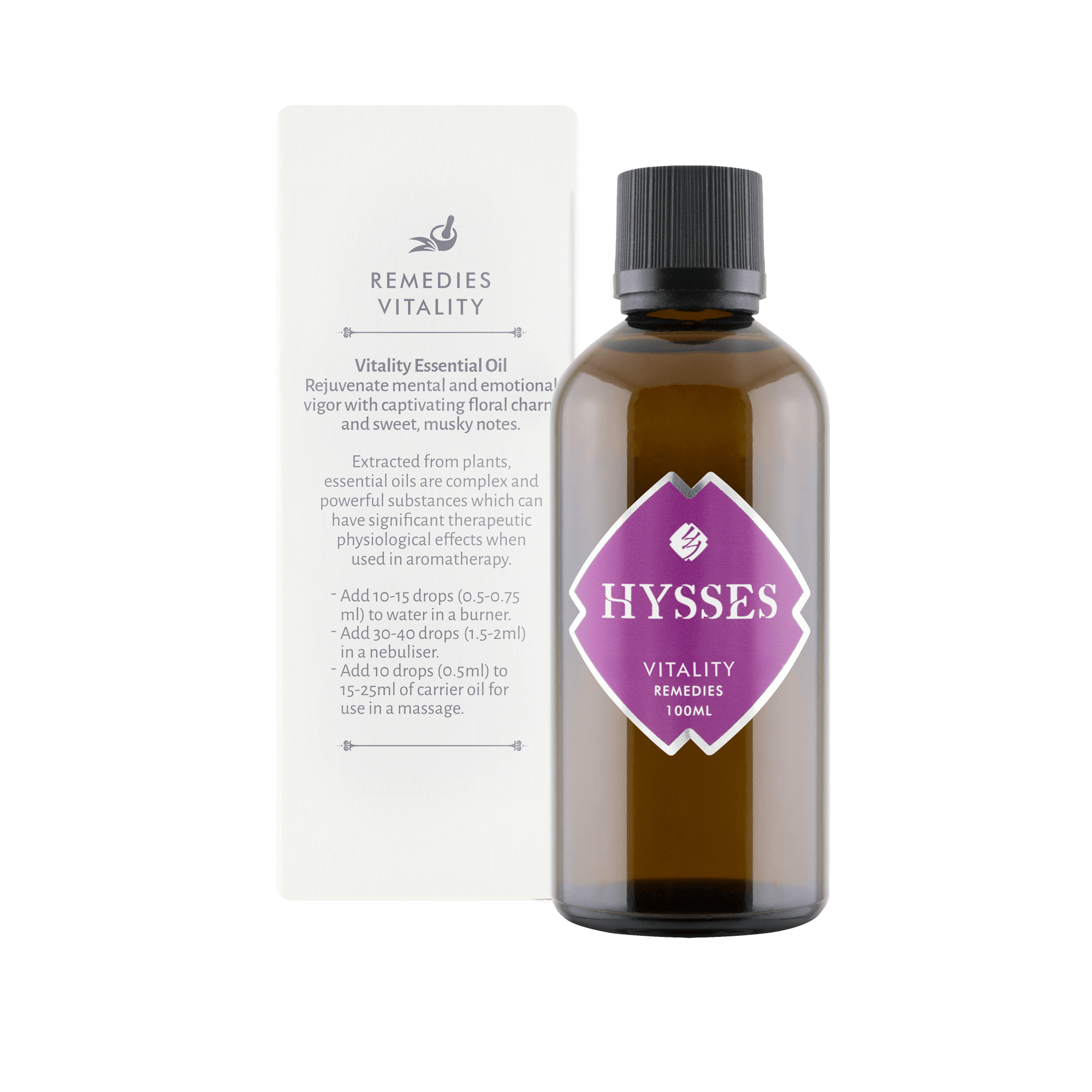 Hysses Essential Oil 100ml Remedies, Vitality (Orchid Ambrette), 100ml