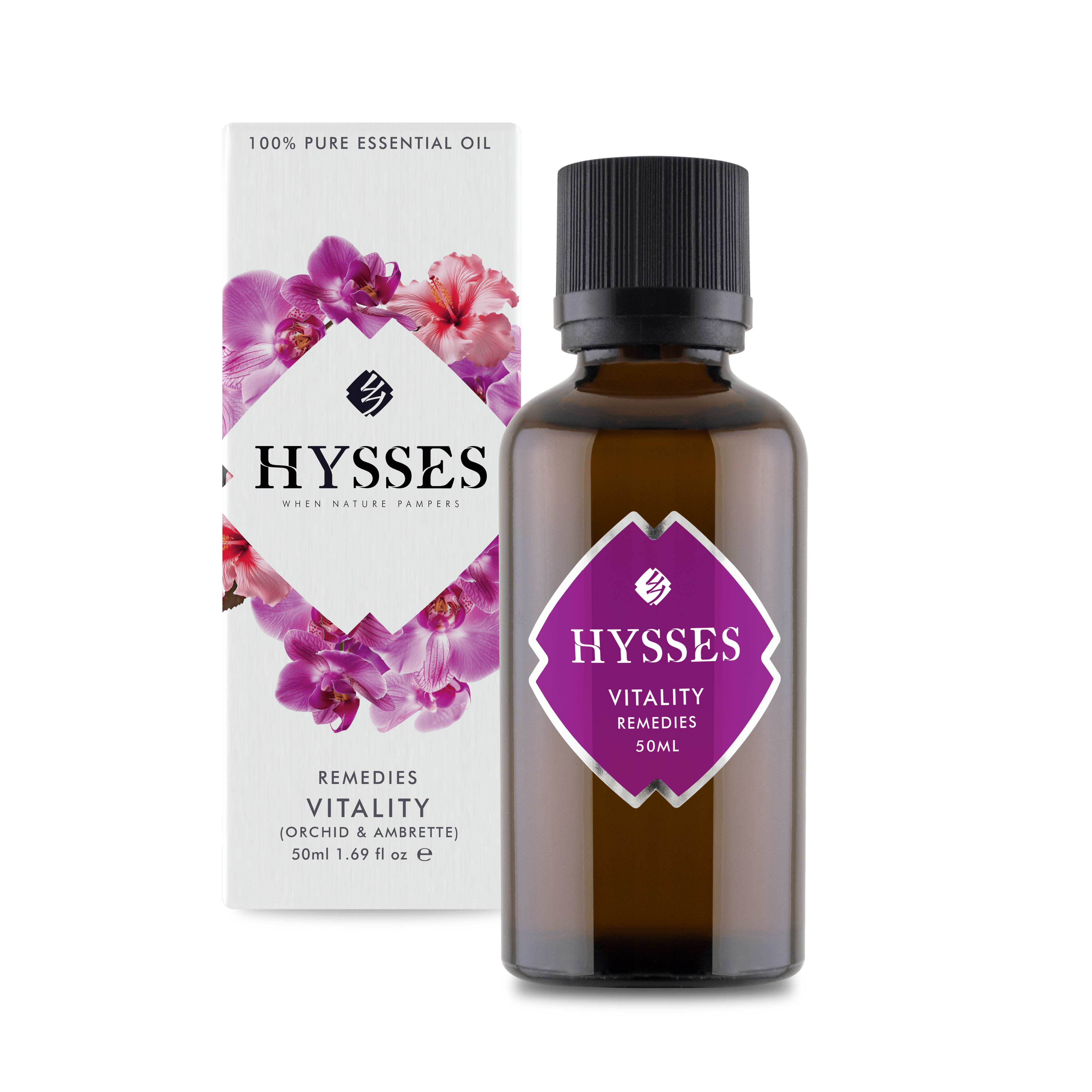 Hysses Essential Oil 50ml Remedies, Vitality (Orchid Ambrette)