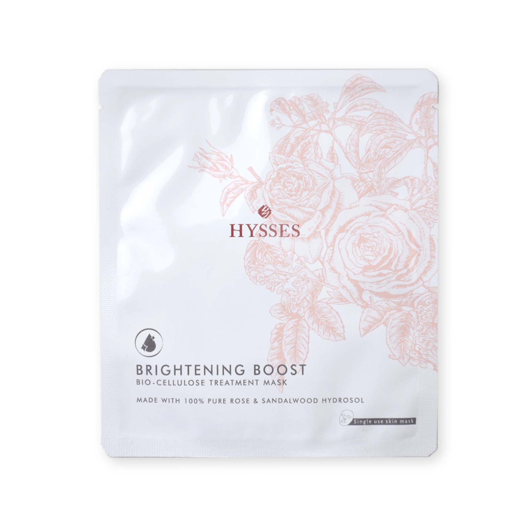 Hysses Face Care Box of 4 Bio Cellulose Brightening Mask Rose Sandalwood (BOX)