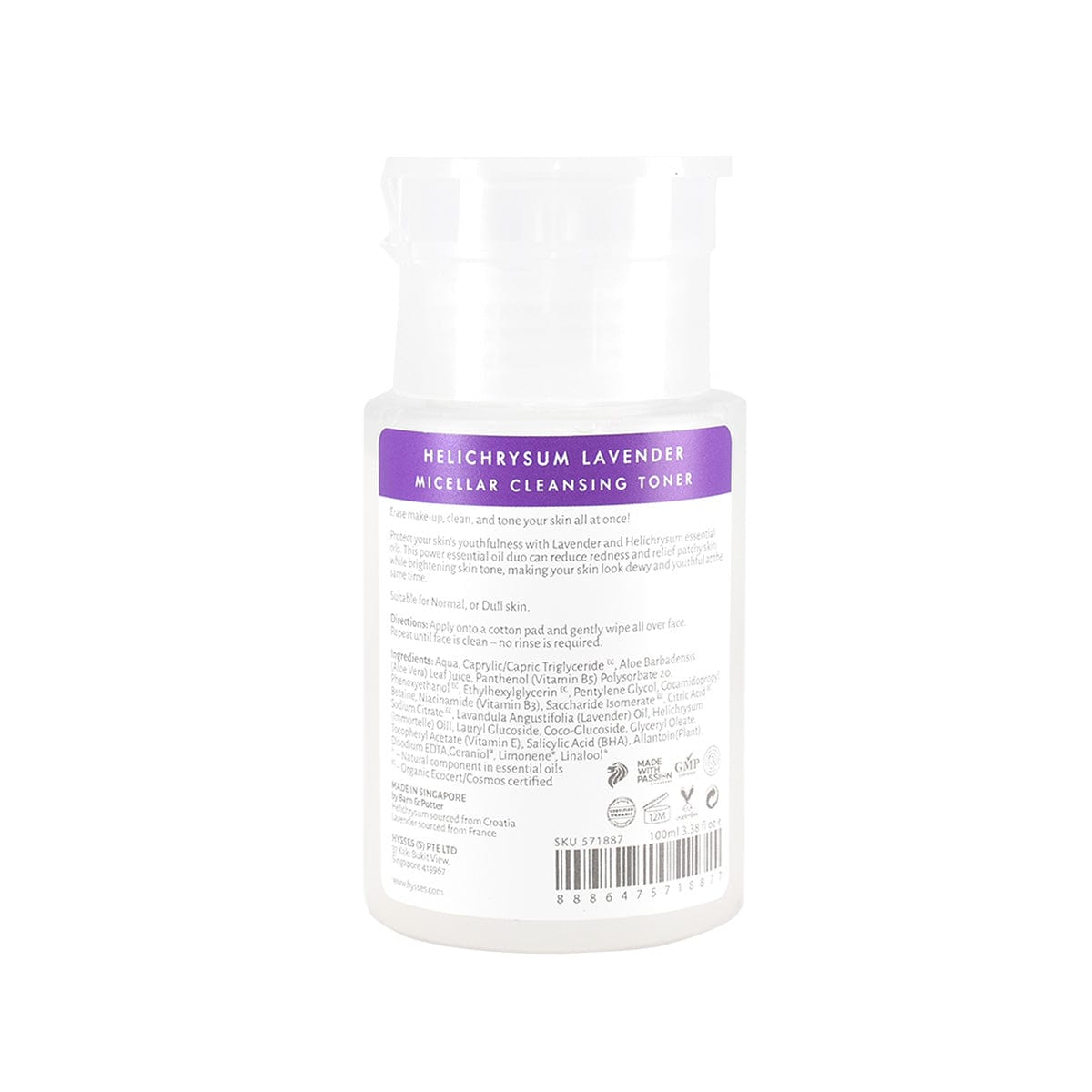 Hysses Face Care Facial Miniature, Micellar Cleansing Toner Helichrysum Lavender