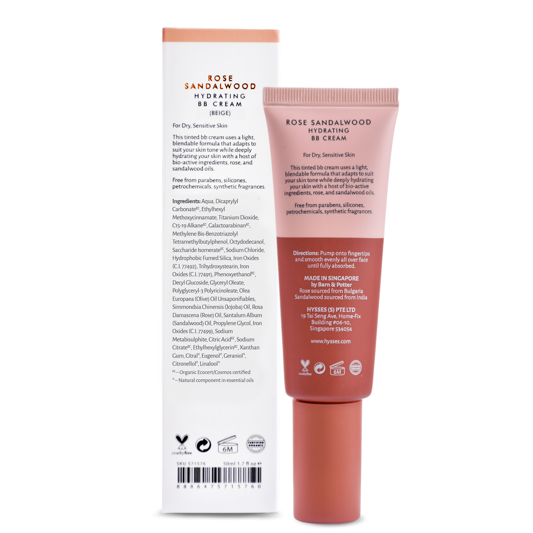 Hysses Face Care Beige Hydrating BB Cream Rose Sandalwood SPF20, Beige