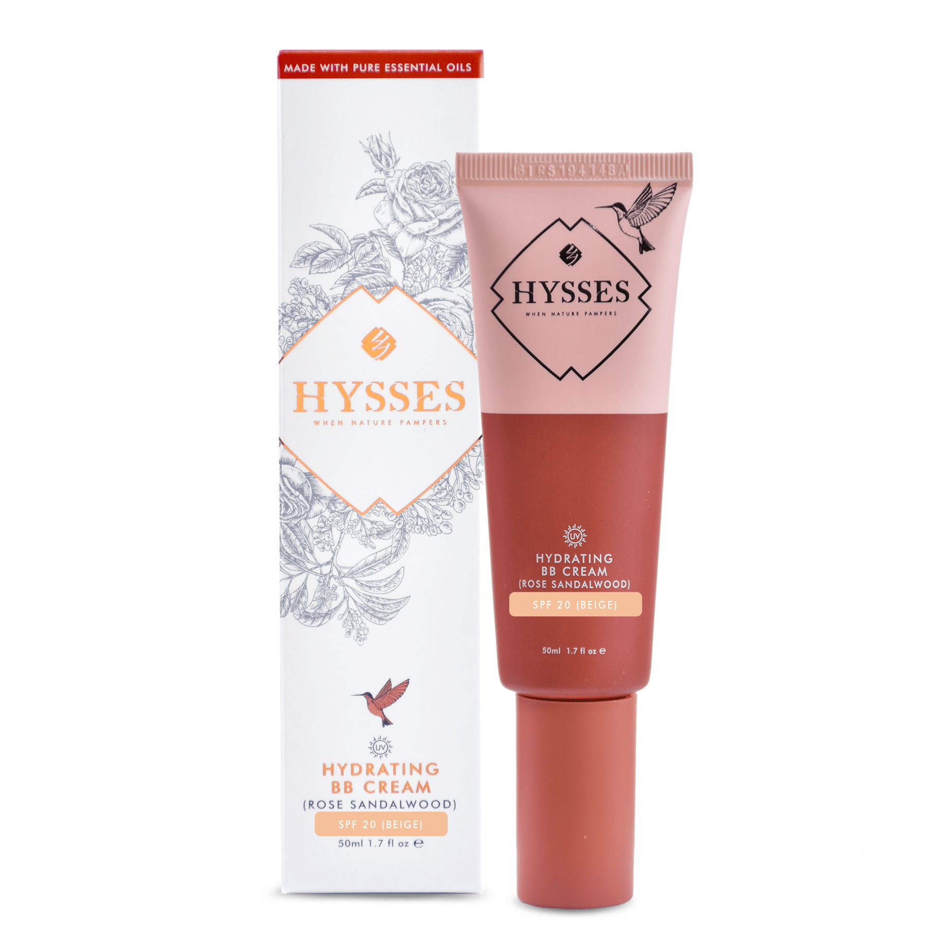 Hysses Face Care Beige Hydrating BB Cream Rose Sandalwood SPF20, Beige