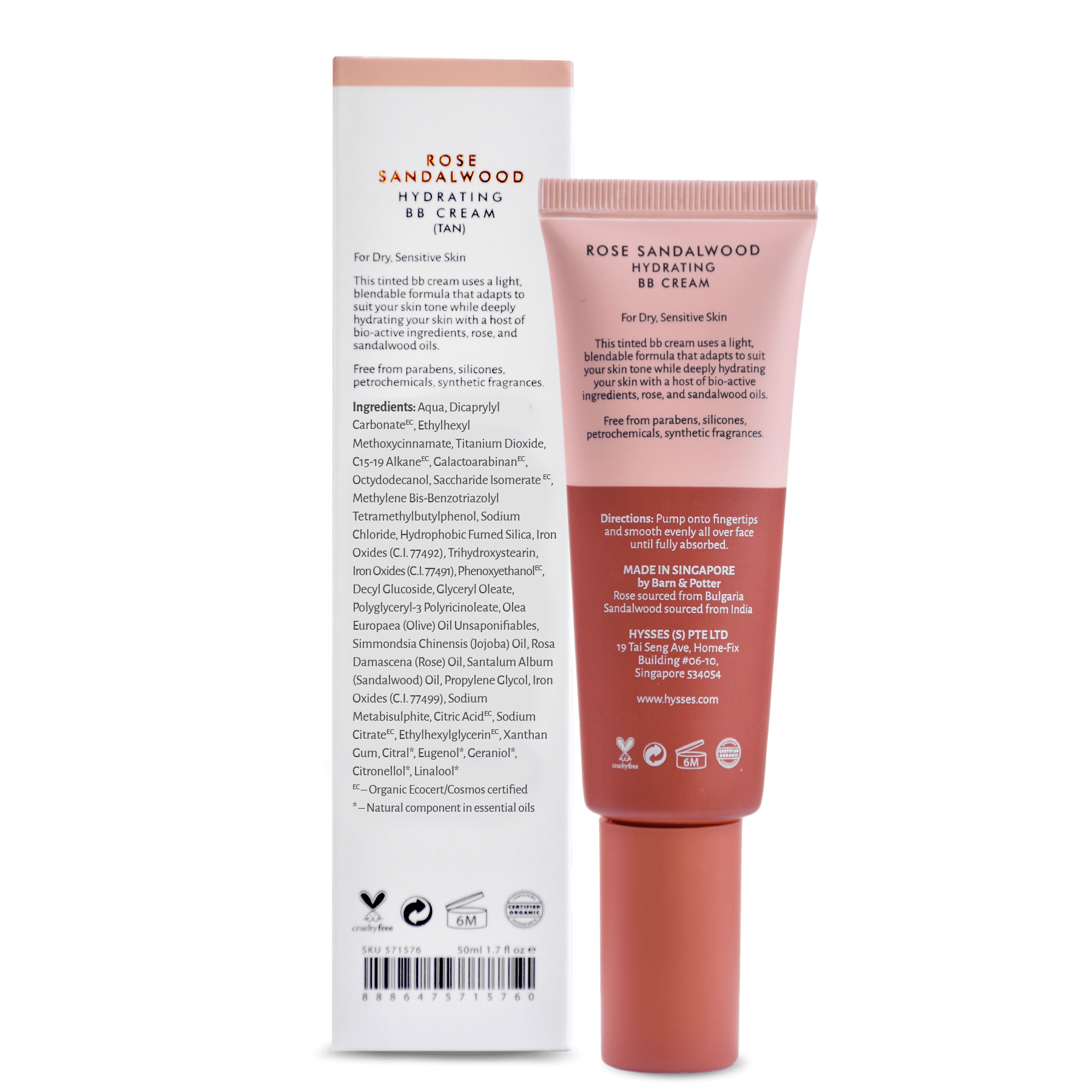 Hysses Face Care Tan Hydrating BB Cream Rose Sandalwood SPF20, Tan