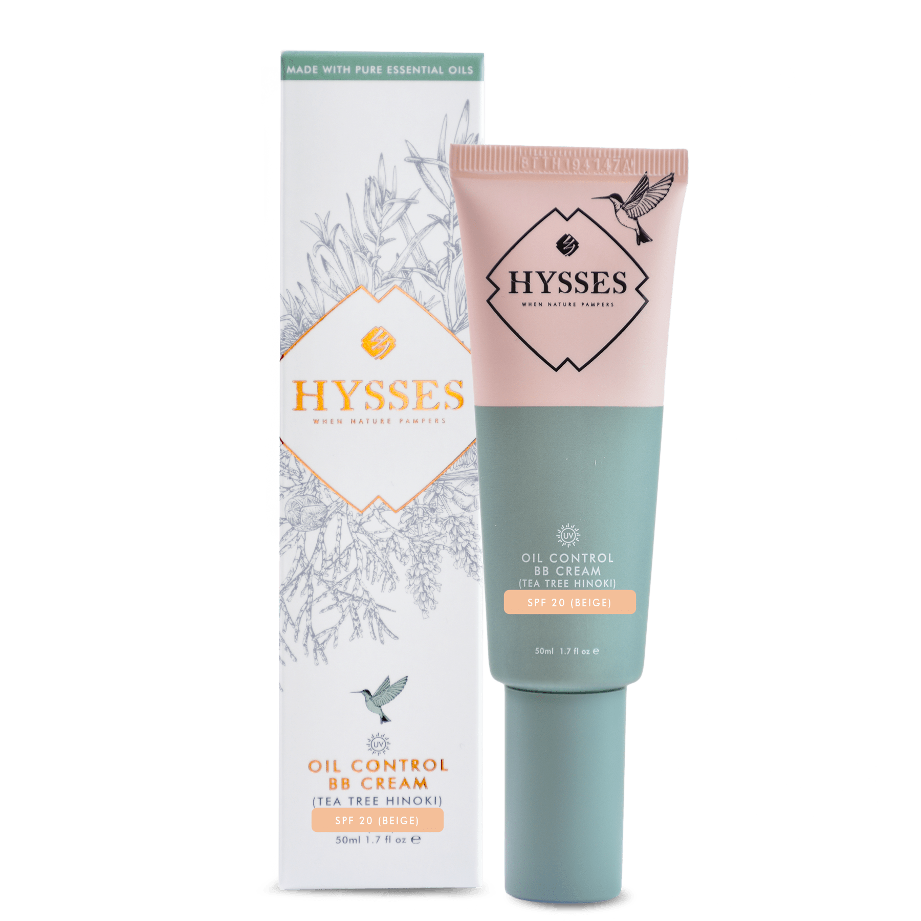 Hysses Face Care Beige Oil Control BB Cream Tea Tree Hinoki SPF20, Beige