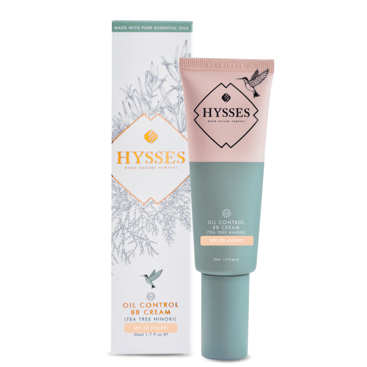 Hysses Face Care Tan Oil Control BB Cream Tea Tree Hinoki SPF20, Tan