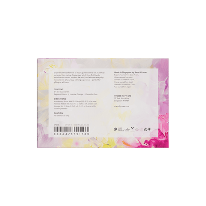 Hysses Singapore Gifts Gift Set of 3 Essential Oils, 5ml (Lavender Orange, Osmanthus Yuzu & Bergamot Hibiscus)