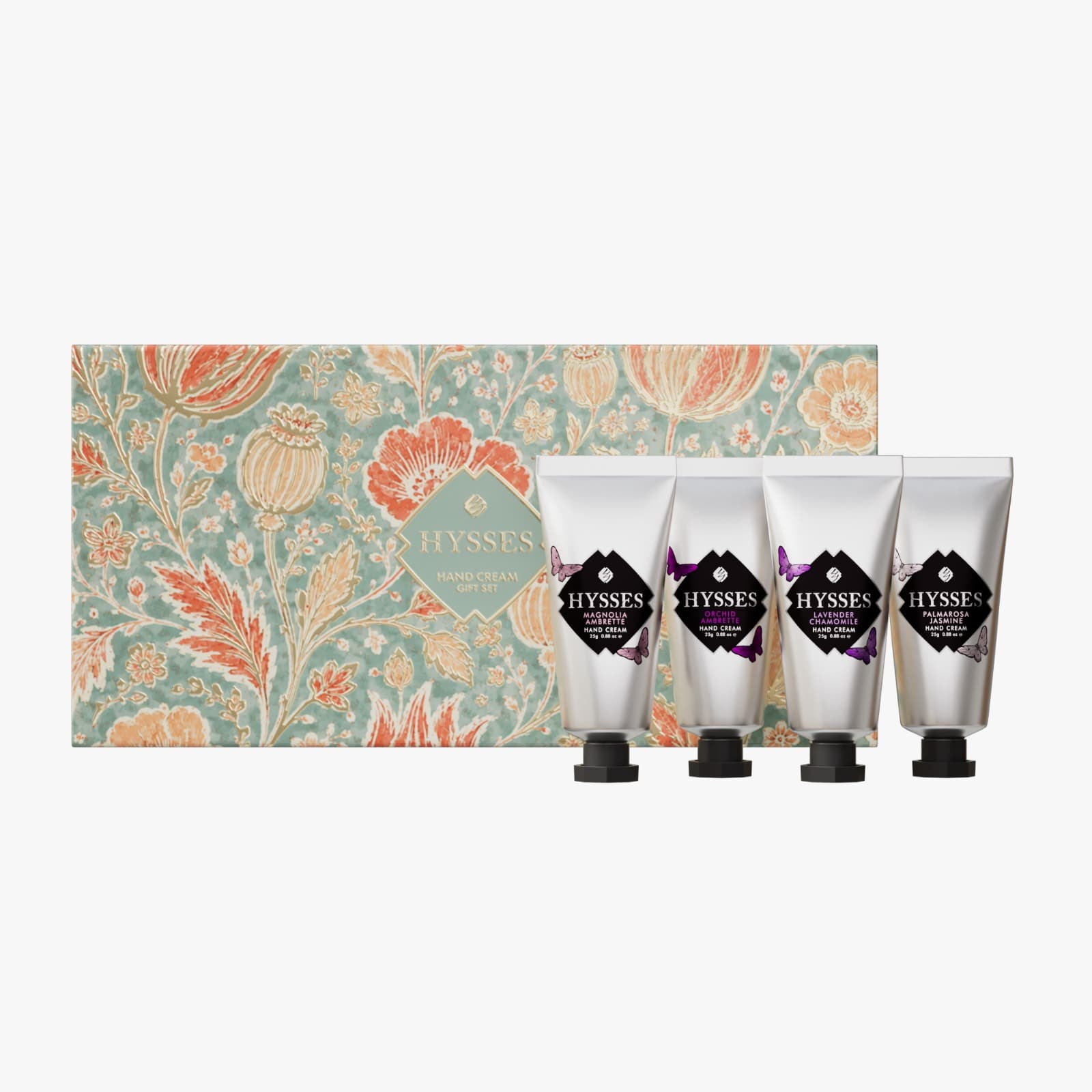 Hysses Gifts Gift Set Of 4 Hand Cream, 25g (Magnolia Ambrette · Orchid Ambrette · Lavender Chamomile · Palmarosa Jasmine)