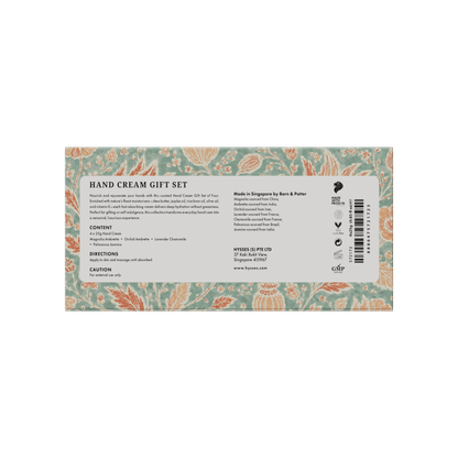 Hysses Gifts Gift Set Of 4 Hand Cream, 25g (Magnolia Ambrette · Orchid Ambrette · Lavender Chamomile · Palmarosa Jasmine)