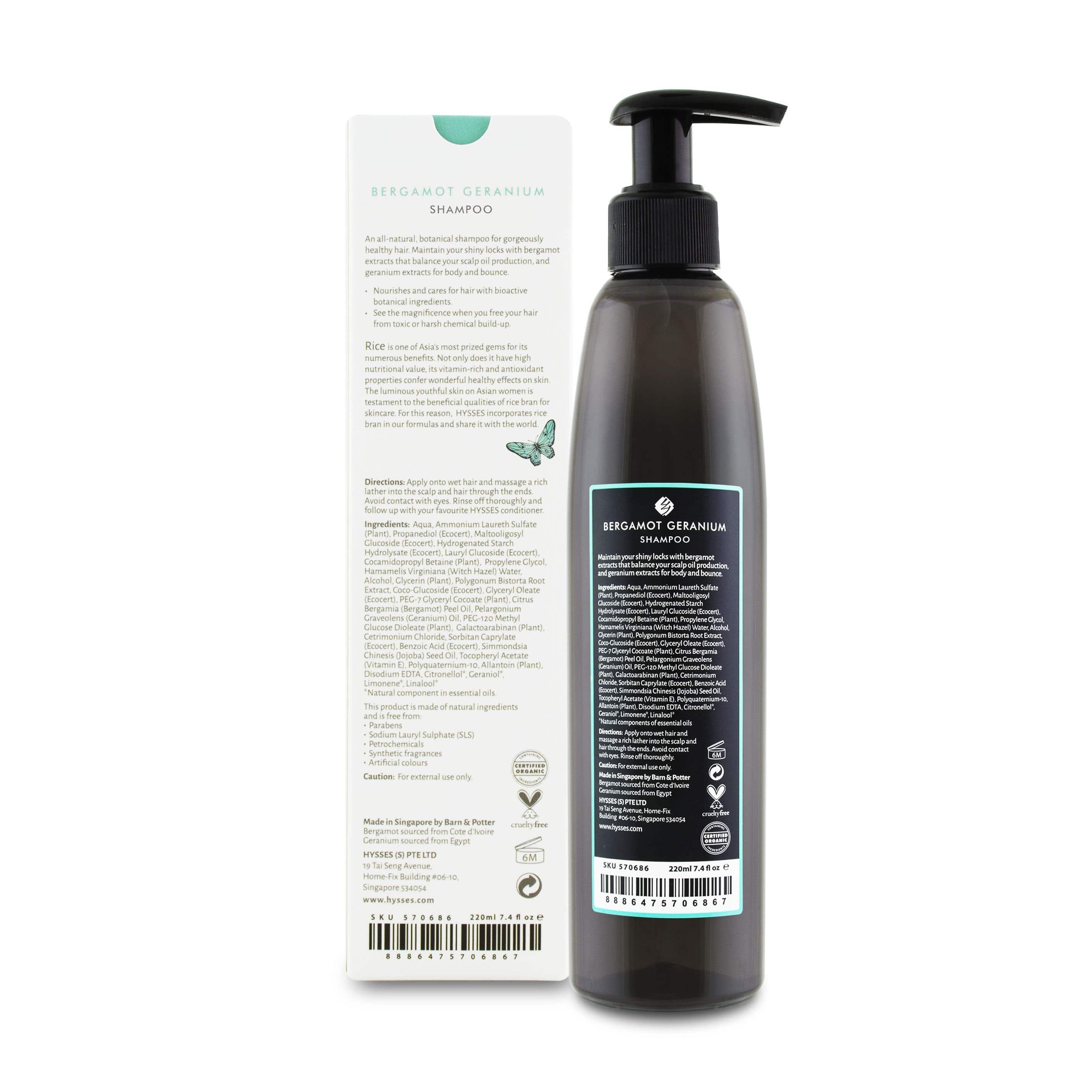 Hysses Hair Care 220ml Shampoo Bergamot Geranium, 220ml