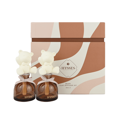 Hysses Singapore Home & Scent Clay Diffuser Set of 2, Beary (Yuzu Vetiver & Bergamot Jasmine)