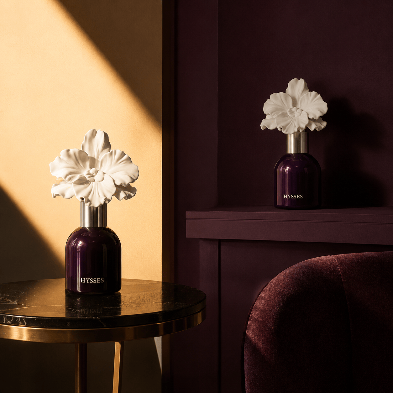 Hysses Singapore Home & Scent Clay Diffuser Set of 2, Orchid (Orchid Ambrette & Orchid Citrus)