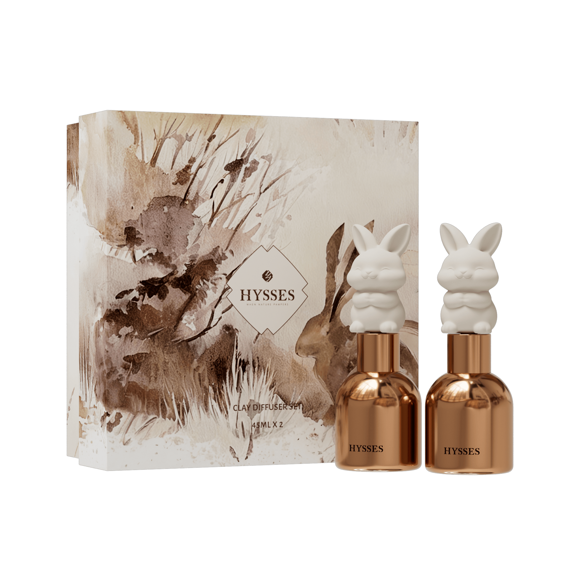 Hysses Singapore Home & Scent Clay Diffuser Set of 2, Rabbit (Magnolia Ambrette & Osmanthus Yuzu)