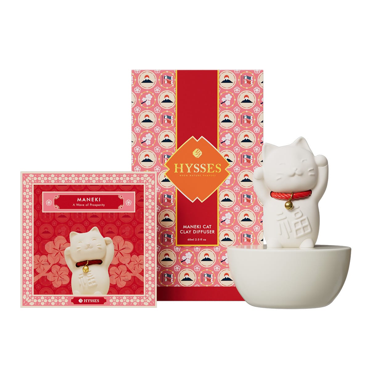 Hysses Singapore Home & Scent Maneki Cat Clay Diffuser
