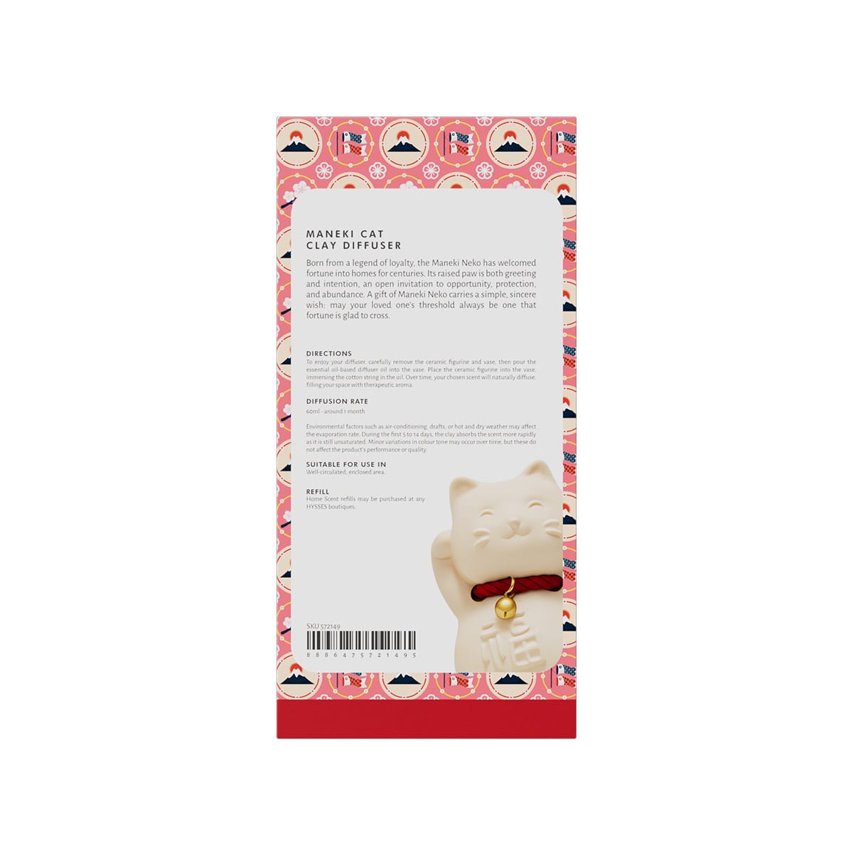 Hysses Singapore Home & Scent Maneki Cat Clay Diffuser