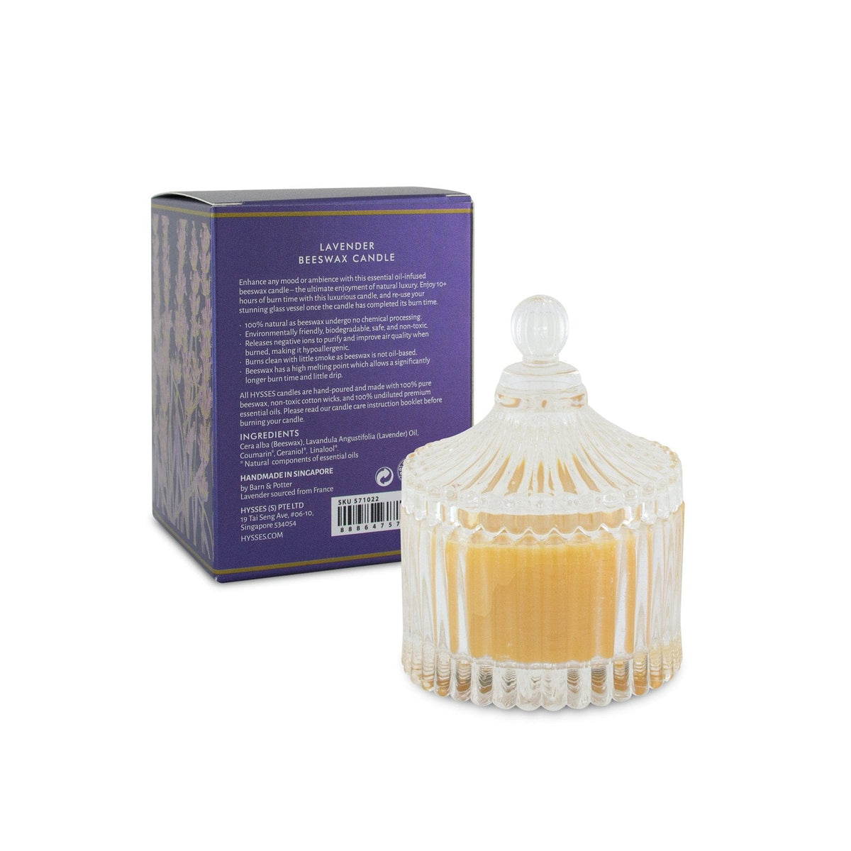 Hysses Home Scents 100g Beeswax Candle Lavender 100g