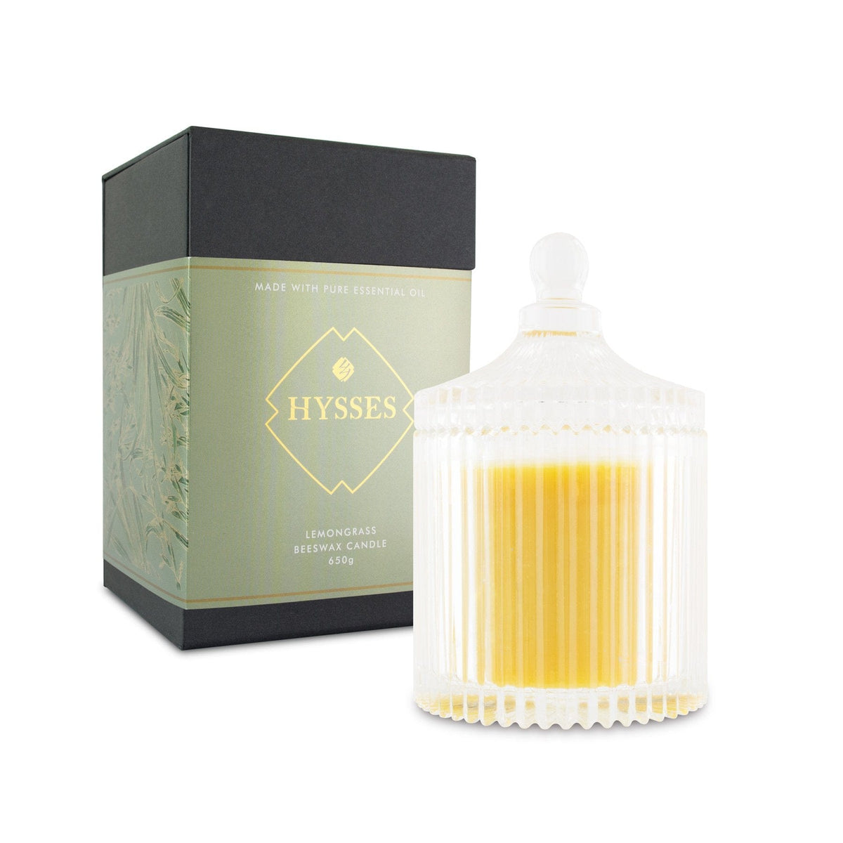 Hysses Home Scents 650g Beeswax Candle Lemongrass 650g