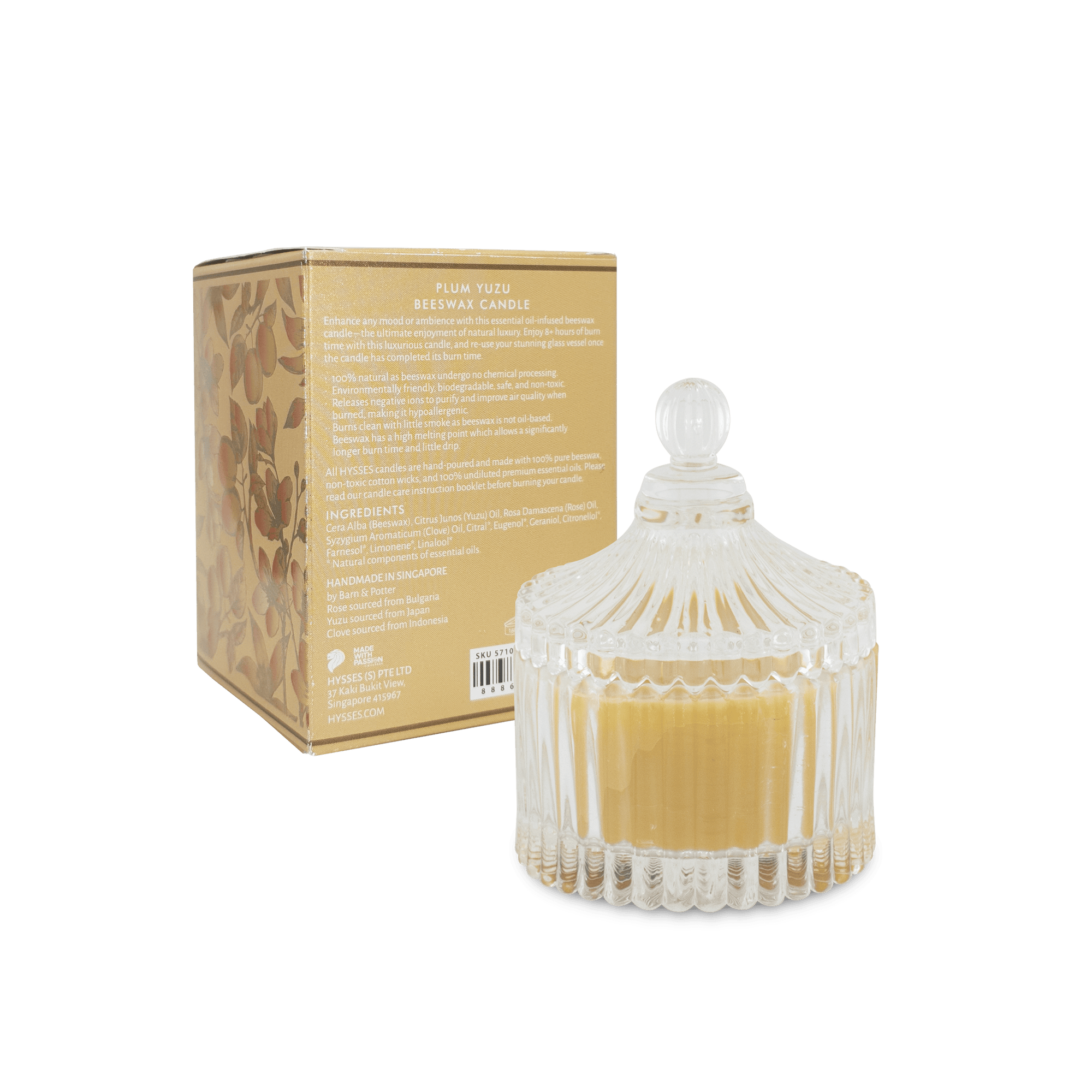 Hysses Home Scents 100g Beeswax Candle Plum Yuzu 100g