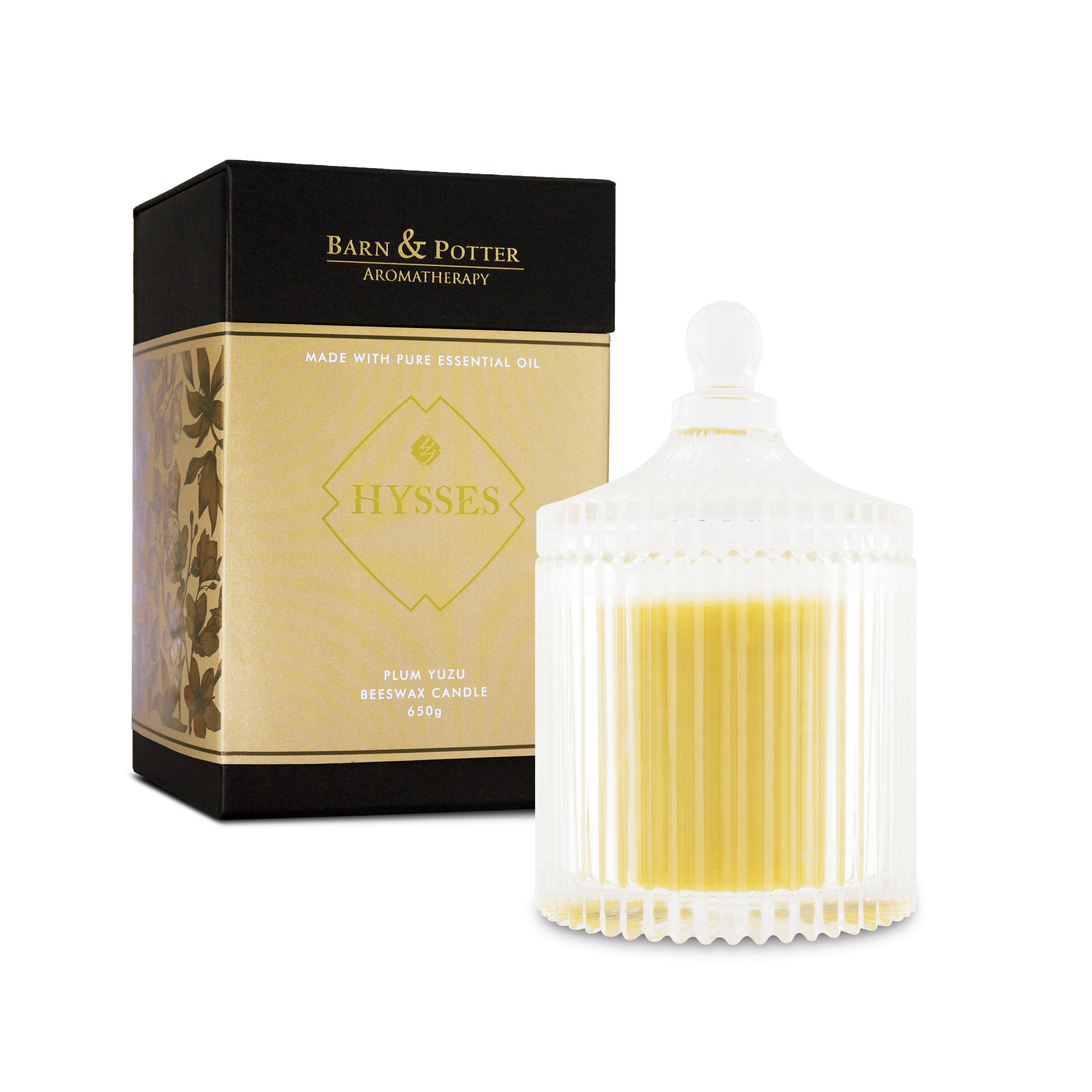 Hysses Home Scents 650g Beeswax Candle Plum Yuzu 200g