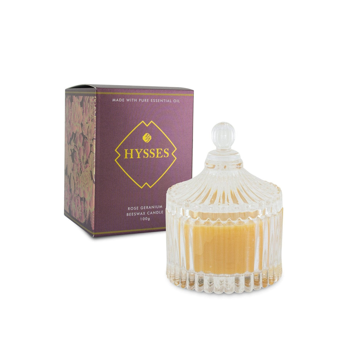 Hysses Home Scents 200g Beeswax Candle Rose Geranium 200g