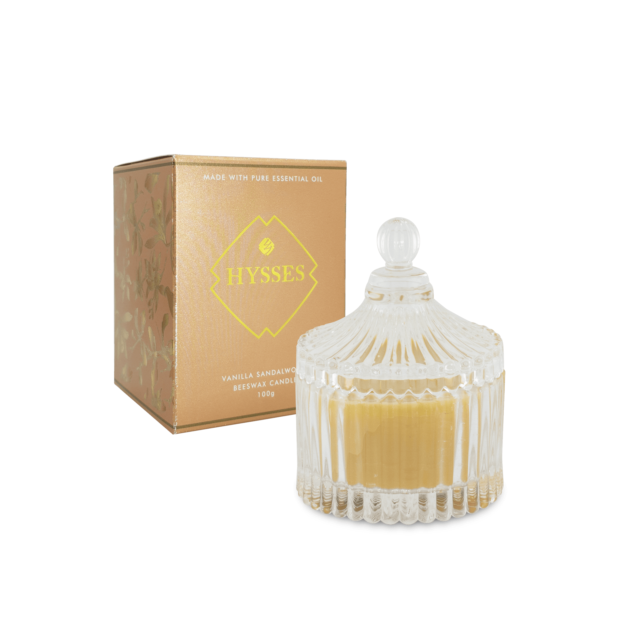 Hysses Home Scents 200g Beeswax Candle Vanilla Sandalwood 200g