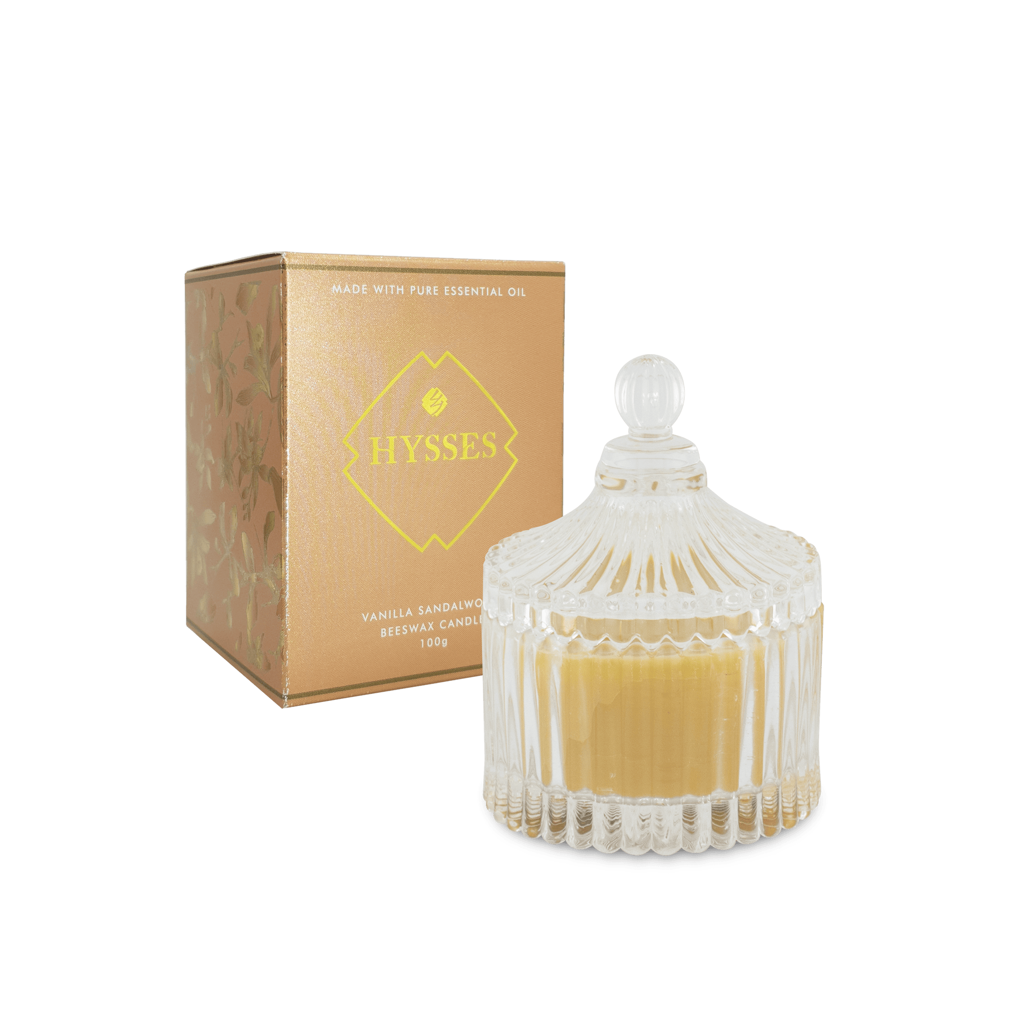 Hysses Home Scents 650g Beeswax Candle Vanilla Sandalwood 650g