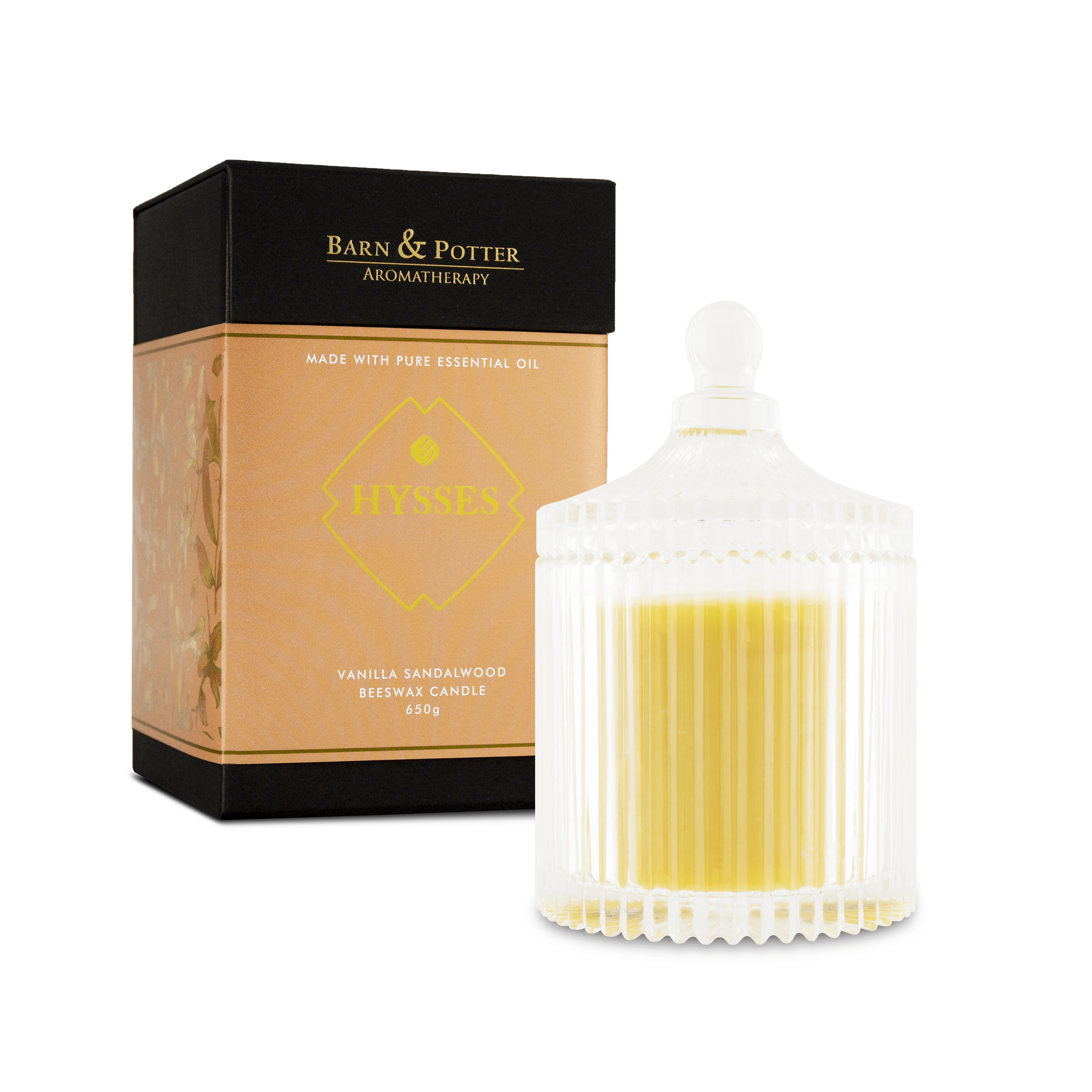 Hysses Home Scents 650g Beeswax Candle Vanilla Sandalwood 650g