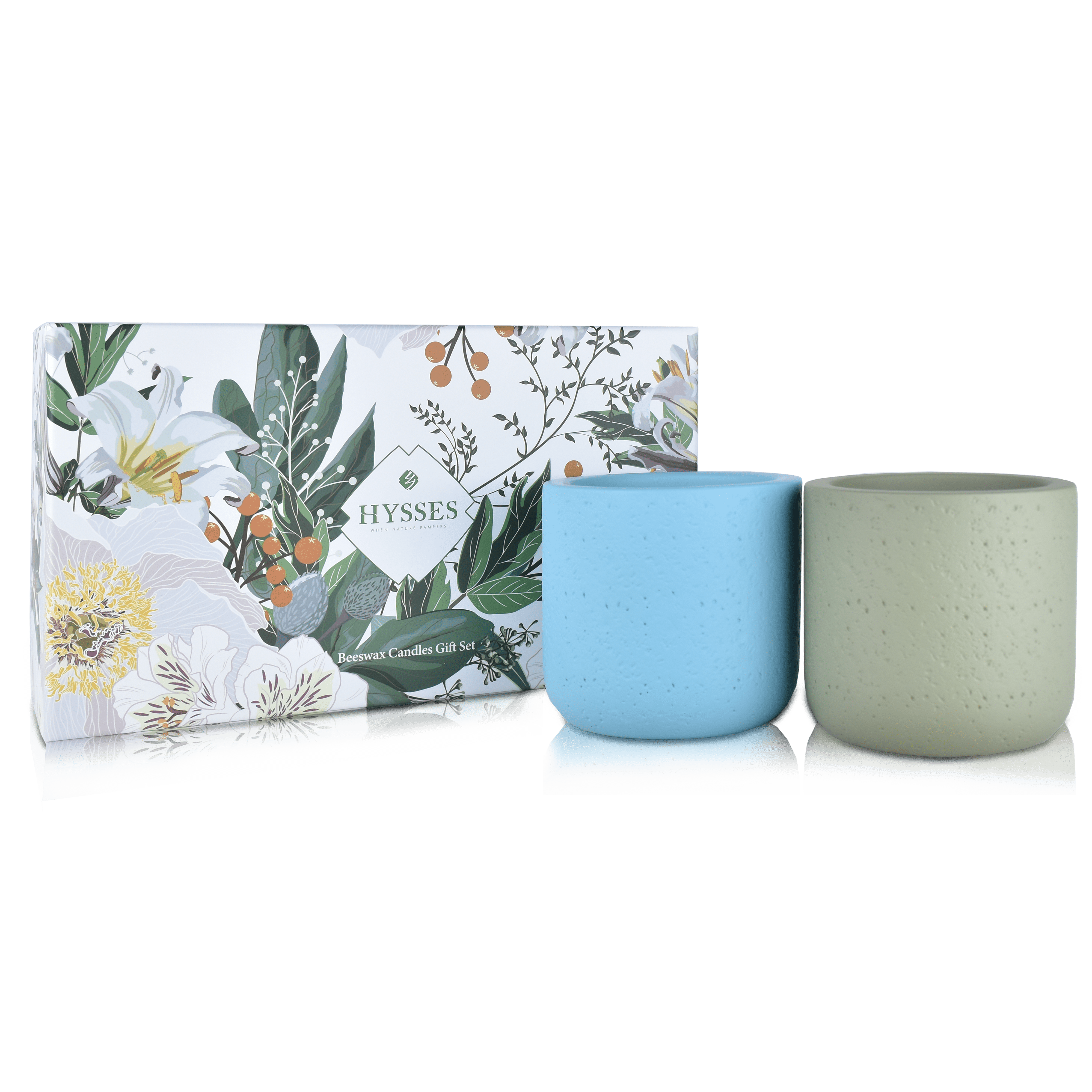 Hysses Home Scents Gift Set Of 2 Beeswax Candles Lemongrass & Palmarosa Jasmine, 150g