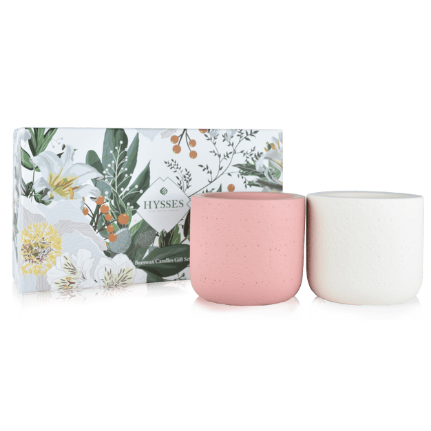 Hysses Home Scents Gift Set Of 2 Beeswax Candles X 2, Lavender & Rose Geranium, 150g