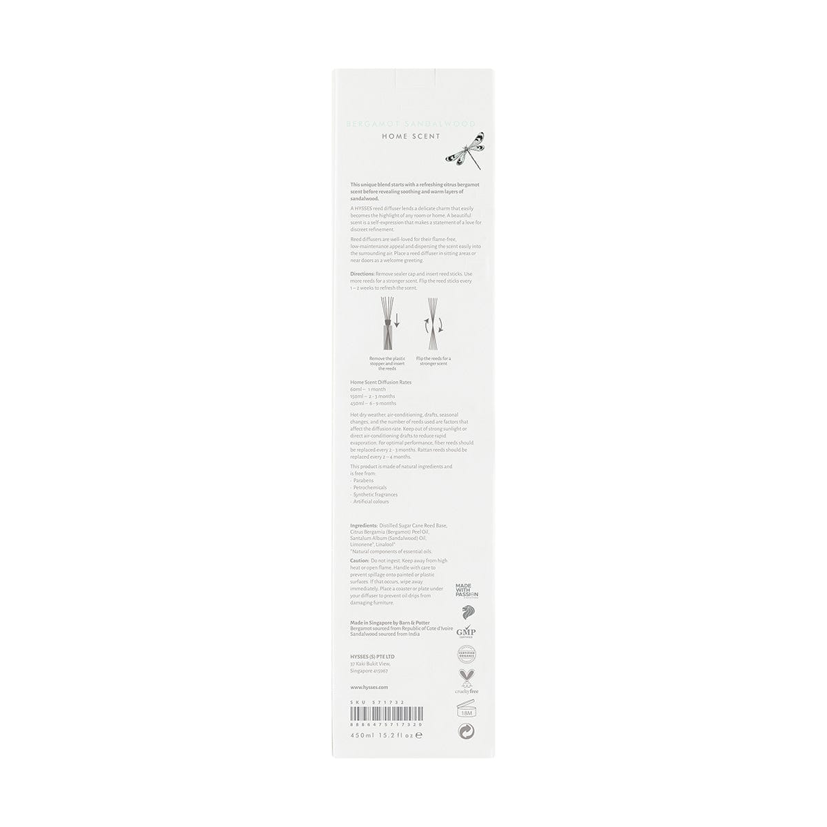 Hysses Home Scents Home Scent Reed Diffuser Bergamot Sandalwood