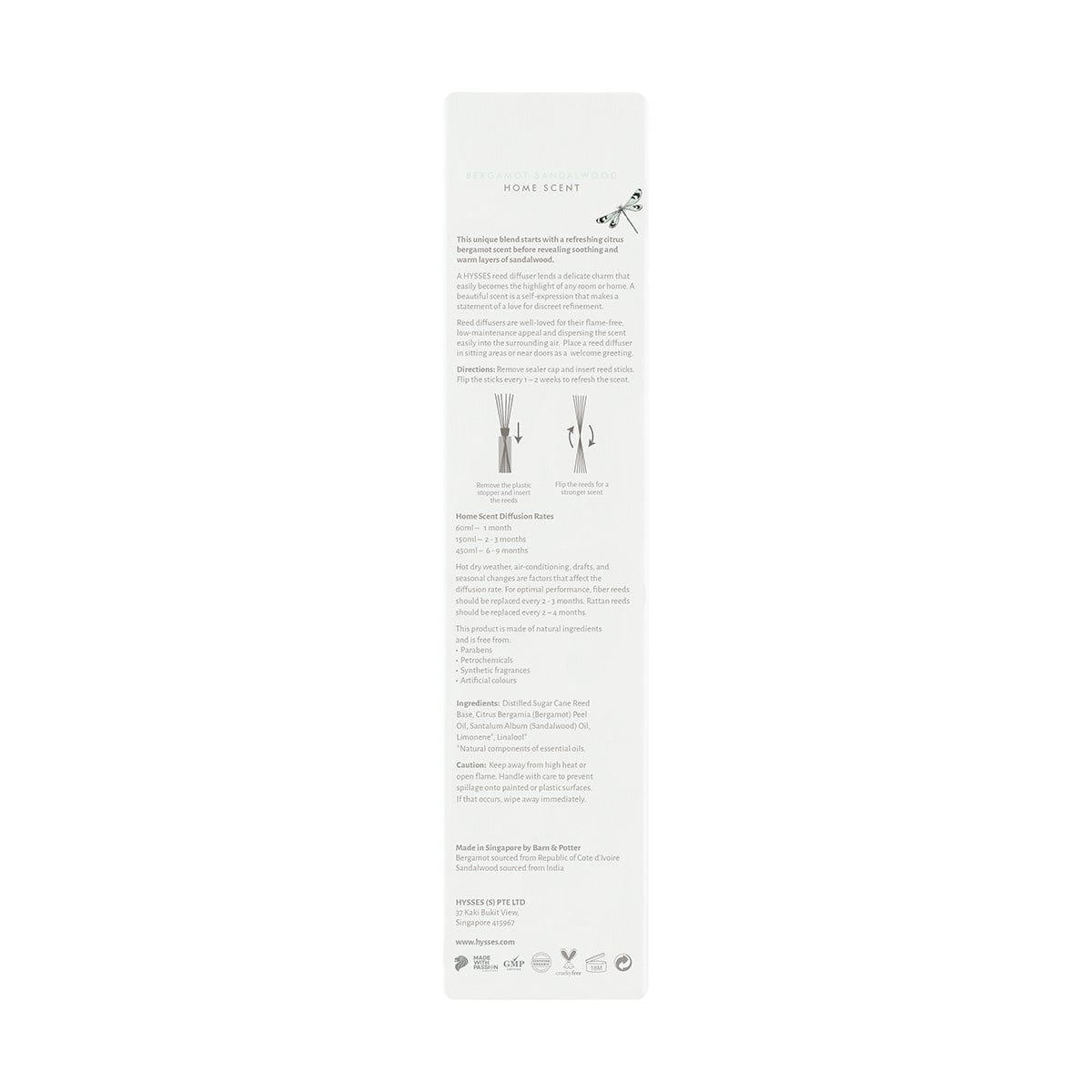 Hysses Home Scents Home Scent Reed Diffuser Bergamot Sandalwood