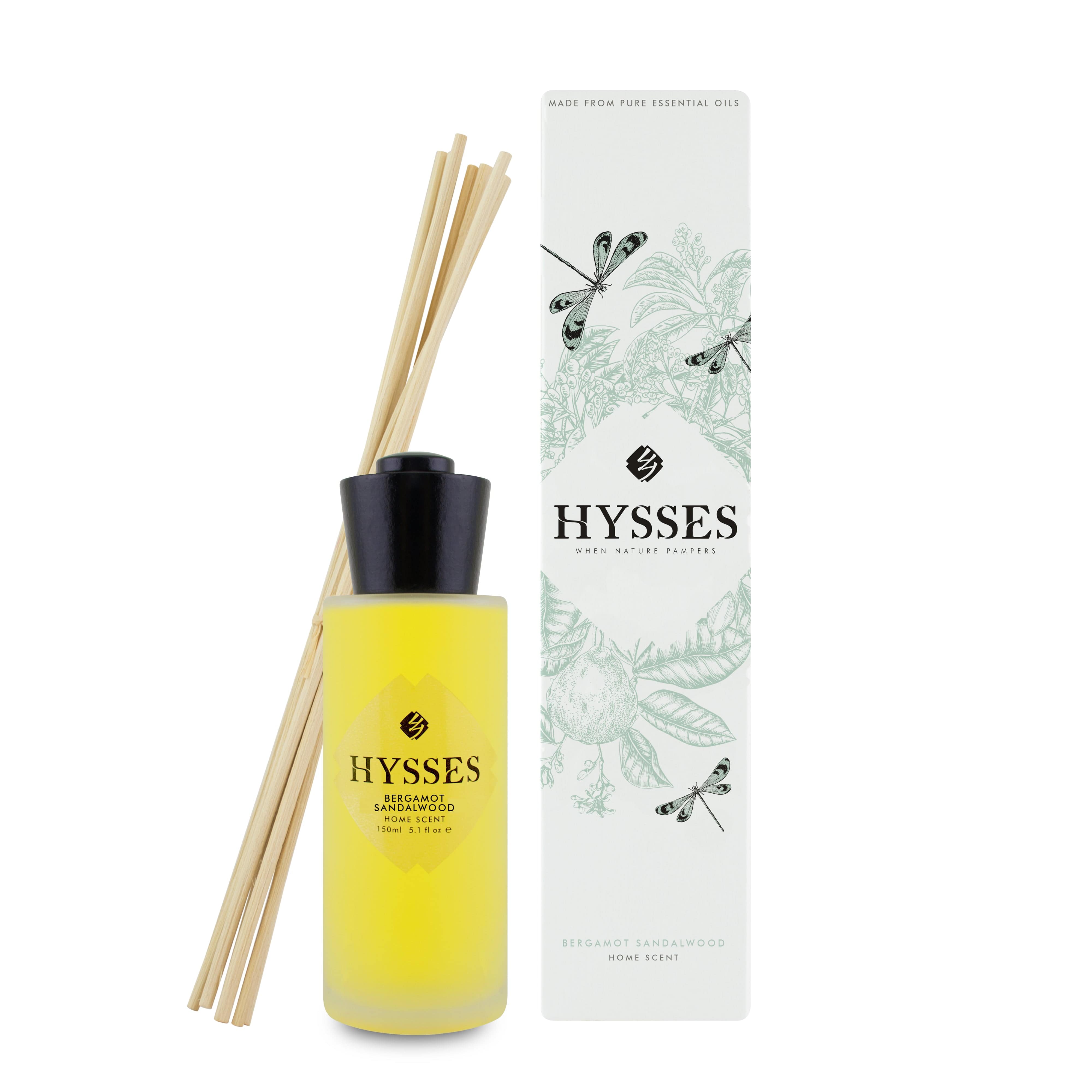 Hysses Home Scents 150ml Home Scent Reed Diffuser Bergamot Sandalwood, 120ml