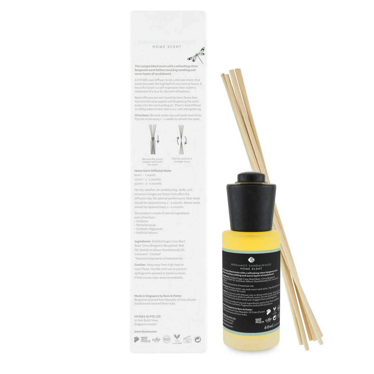 Home Scent Reed Diffuser Bergamot Sandalwood - Hysses Singapore