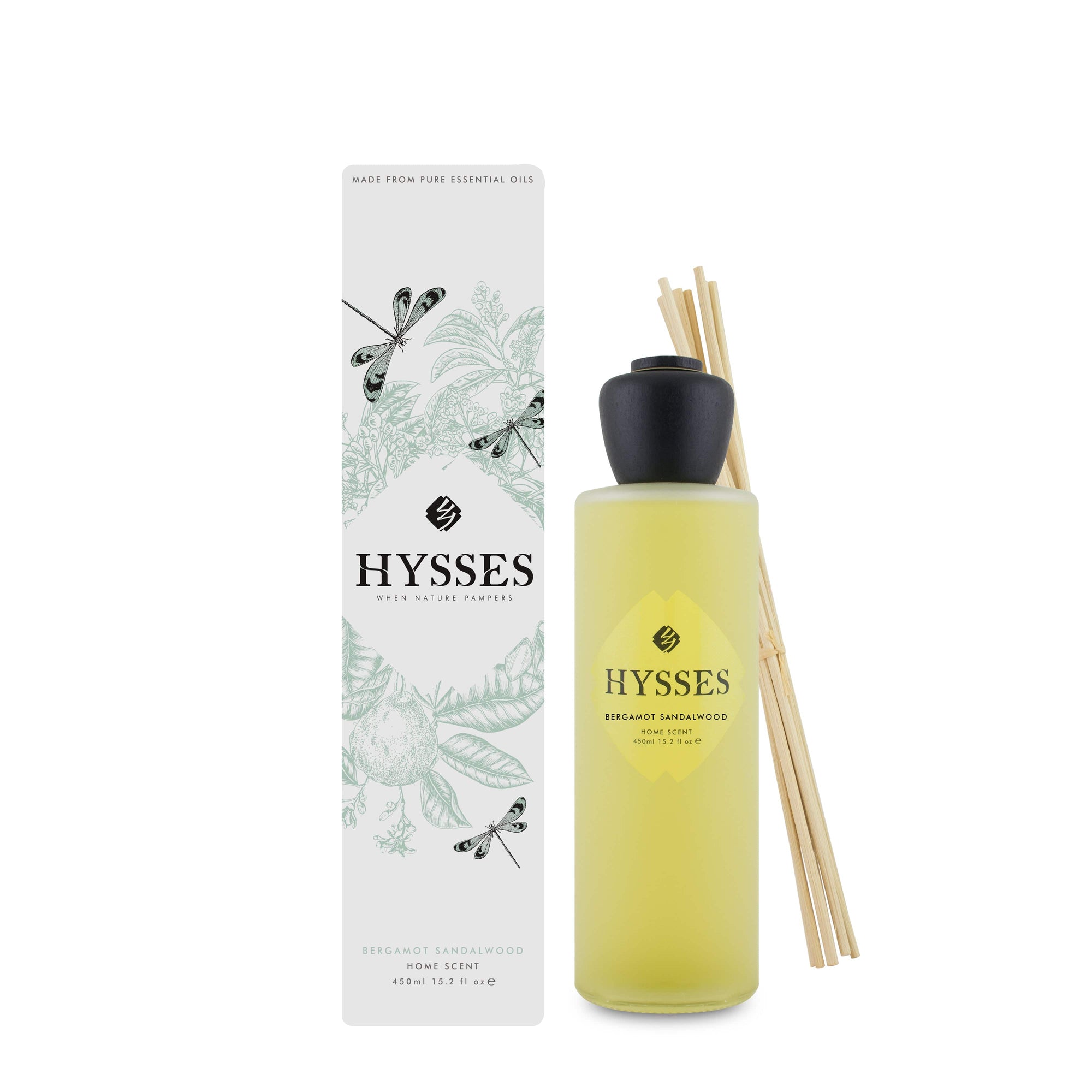 Hysses Home Scents 450ml Home Scent Reed Diffuser Bergamot Sandalwood, 450ml