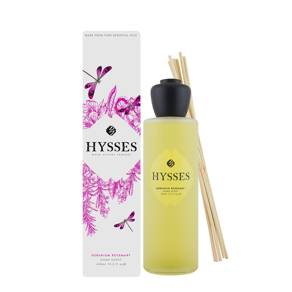 Hysses Home Scents 450ml Home Scent Reed Diffuser Geranium Rosemary